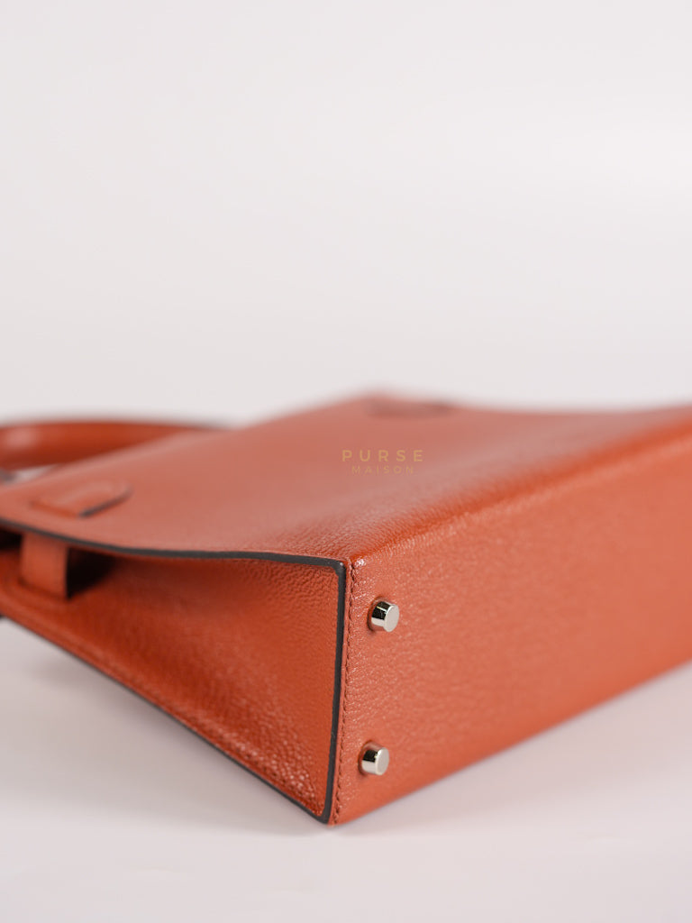 Mini Kelly Sellier Cuivre/Mexico Chevre Mysore in Palladium Hardware Stamp U (2022) | Purse Maison Luxury Bags Shop