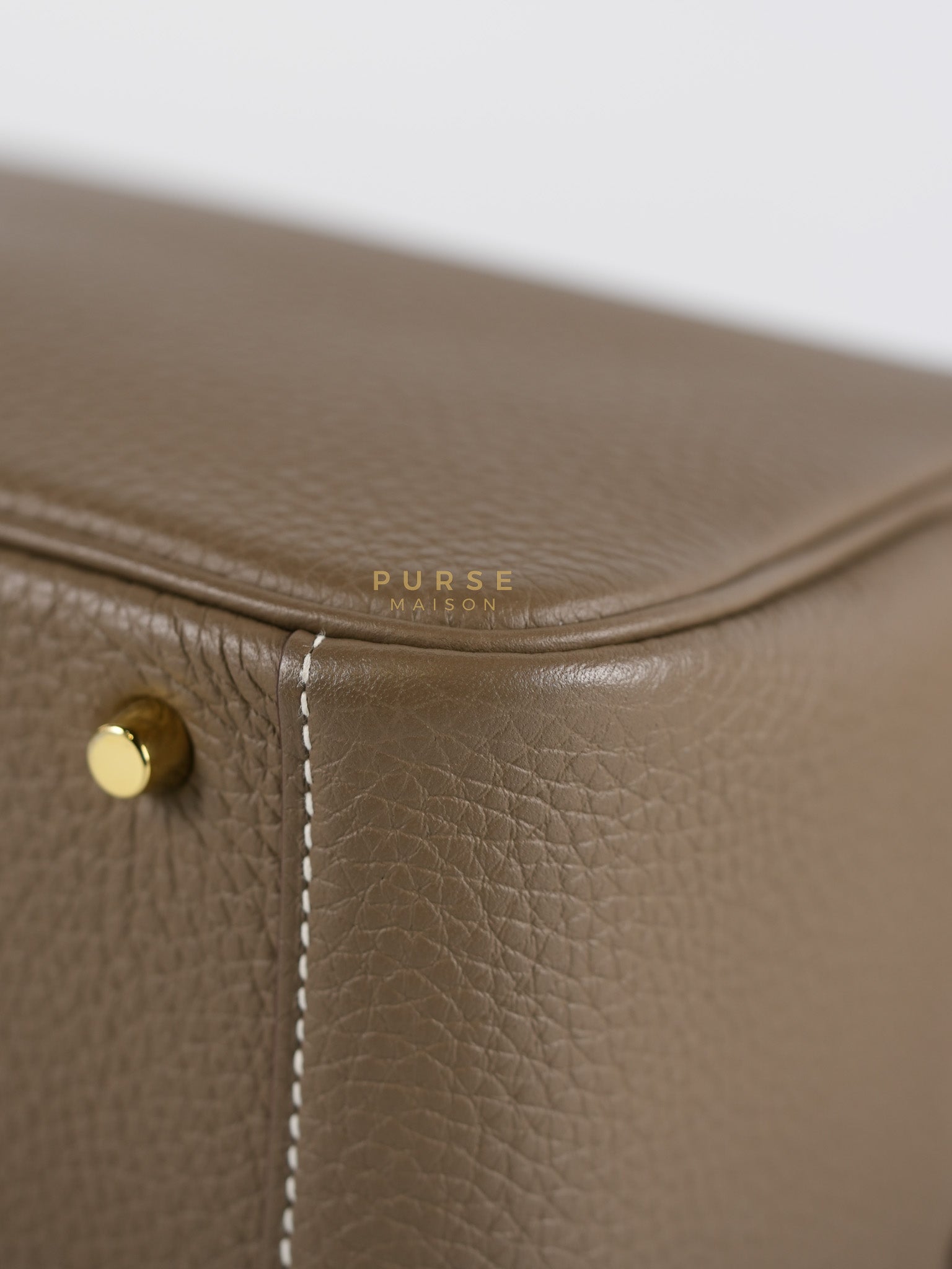 Mini Lindy 19 in Etoupe Clemence Leather & Gold Hardware Stamp U (2022) | Purse Maison Luxury Bags Shop