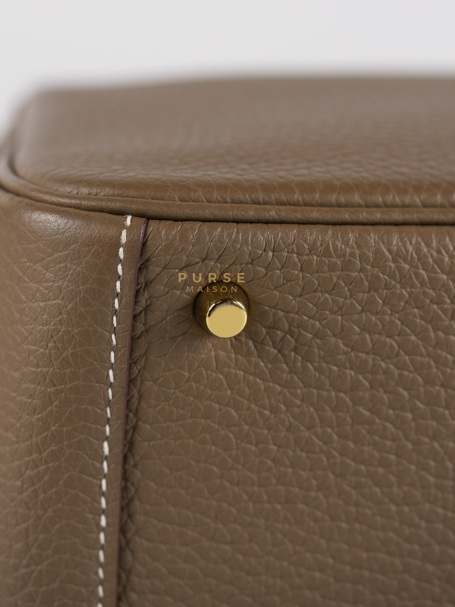 Mini Lindy 19 in Etoupe Clemence Leather & Gold Hardware Stamp U (2022) | Purse Maison Luxury Bags Shop