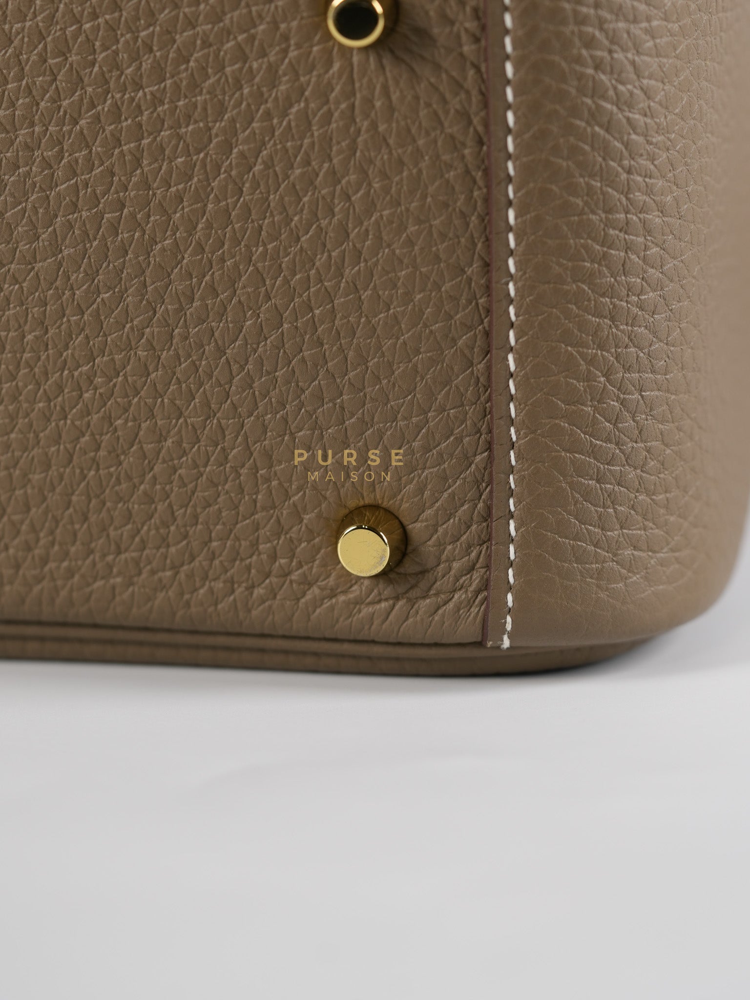 Mini Lindy 19 in Etoupe Clemence Leather & Gold Hardware Stamp U (2022) | Purse Maison Luxury Bags Shop