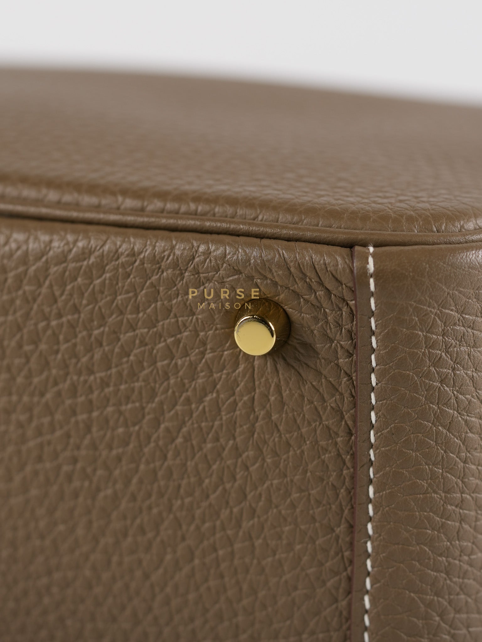 Mini Lindy 19 in Etoupe Clemence Leather & Gold Hardware Stamp U (2022) | Purse Maison Luxury Bags Shop