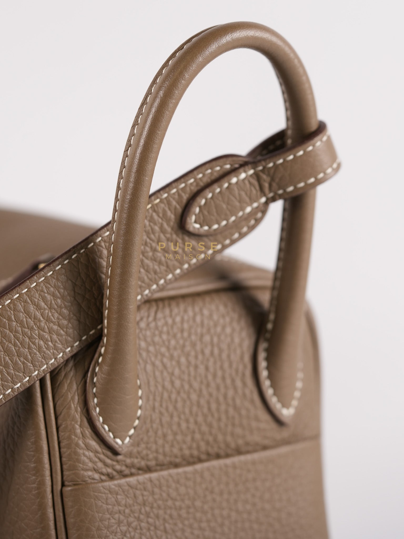 Mini Lindy 19 in Etoupe Clemence Leather & Gold Hardware Stamp U (2022) | Purse Maison Luxury Bags Shop