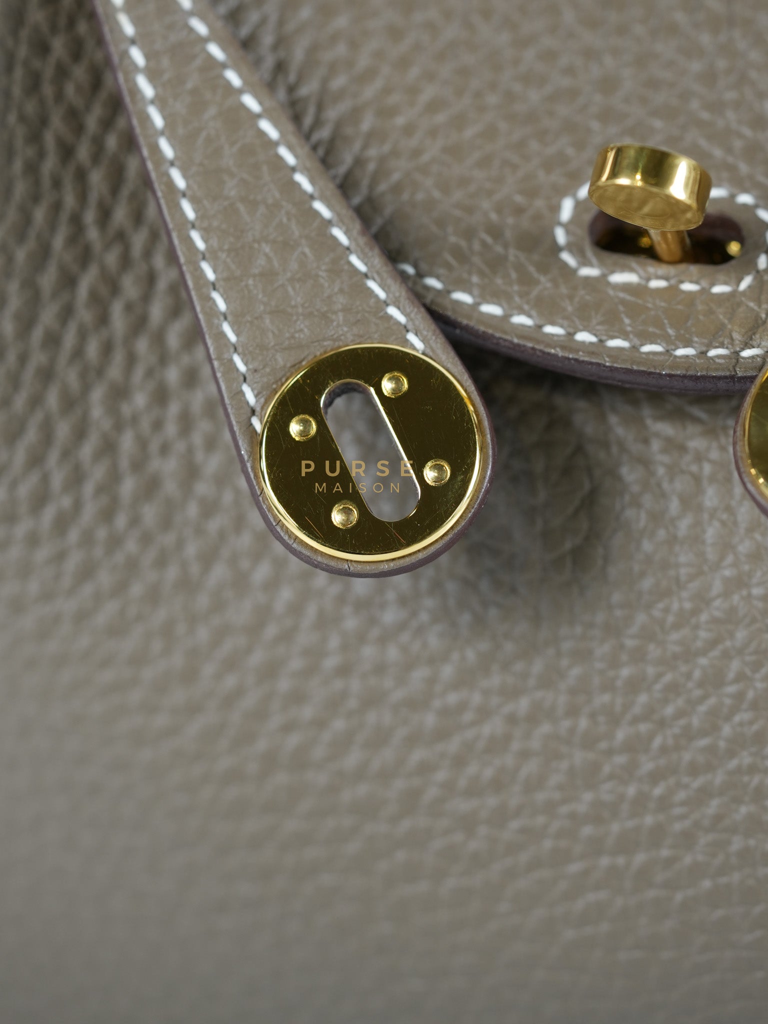 Mini Lindy 19 in Etoupe Clemence Leather & Gold Hardware Stamp U (2022) | Purse Maison Luxury Bags Shop