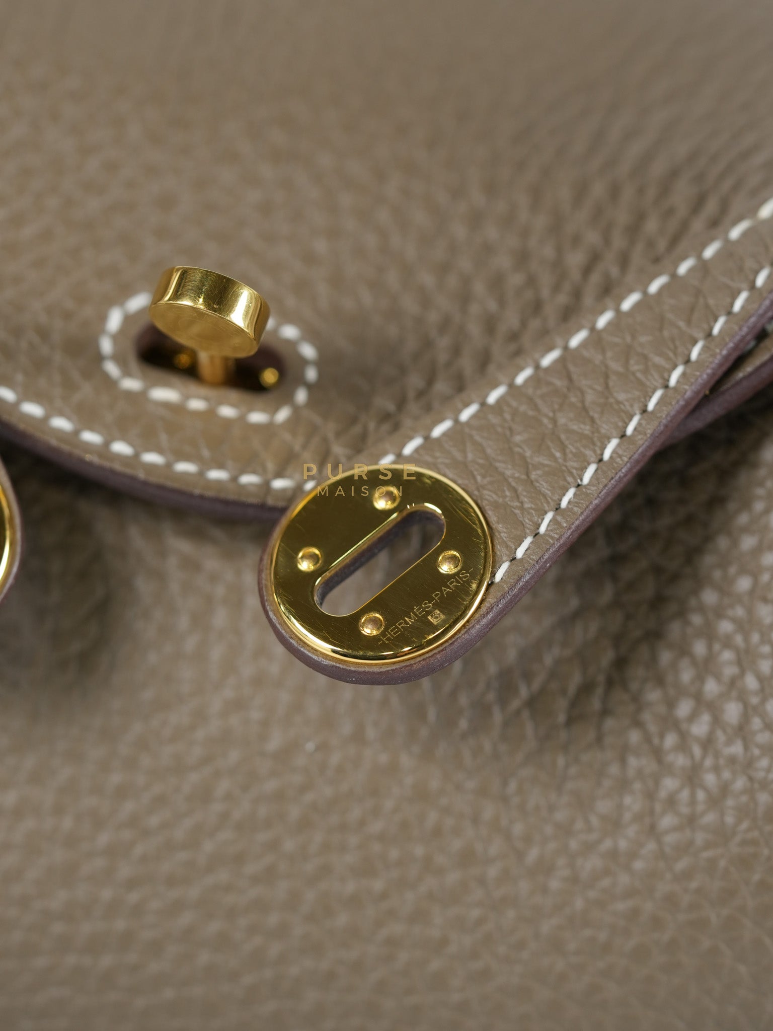 Mini Lindy 19 in Etoupe Clemence Leather & Gold Hardware Stamp U (2022) | Purse Maison Luxury Bags Shop