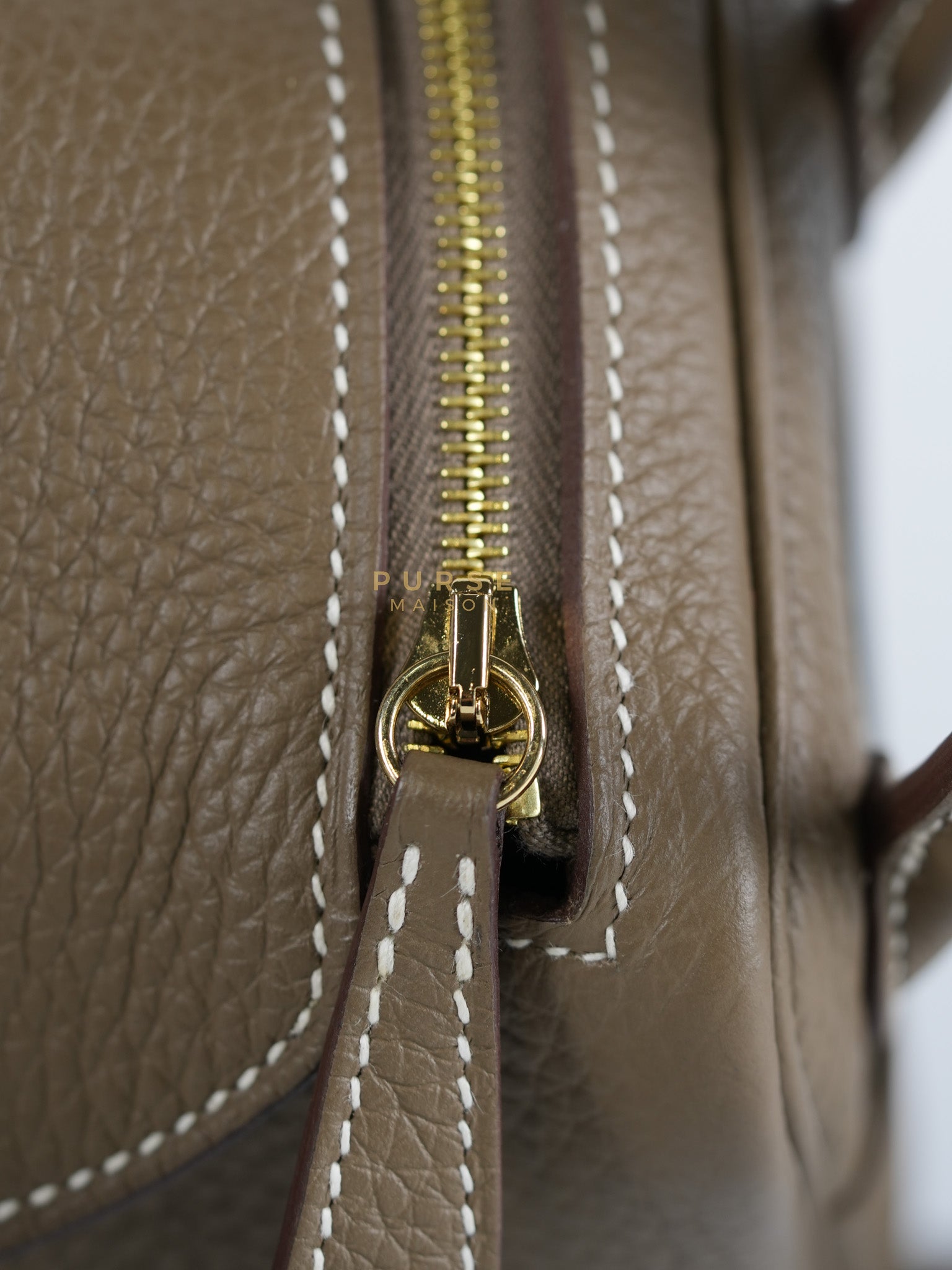 Mini Lindy 19 in Etoupe Clemence Leather & Gold Hardware Stamp U (2022) | Purse Maison Luxury Bags Shop