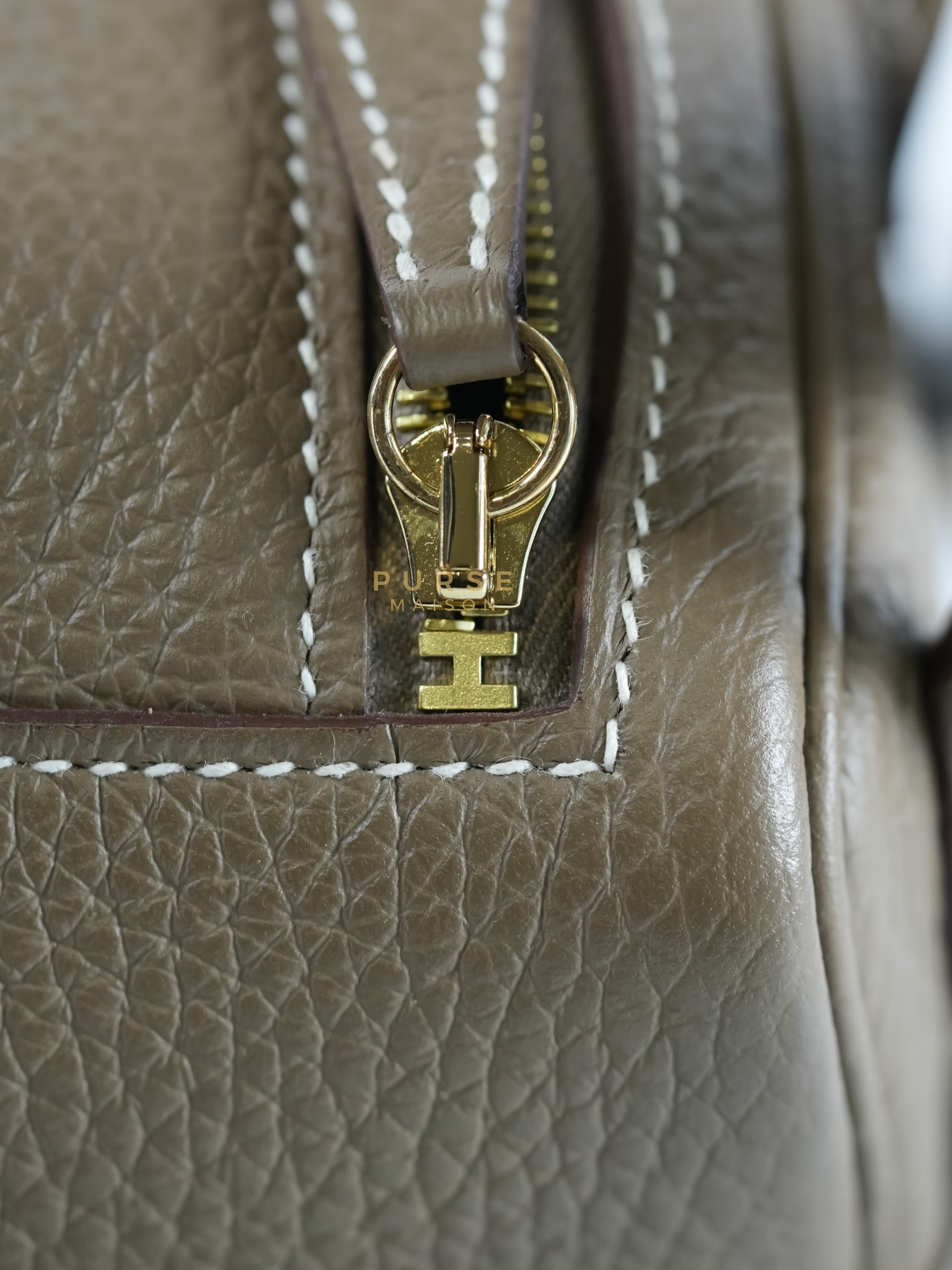 Mini Lindy 19 in Etoupe Clemence Leather & Gold Hardware Stamp U (2022) | Purse Maison Luxury Bags Shop
