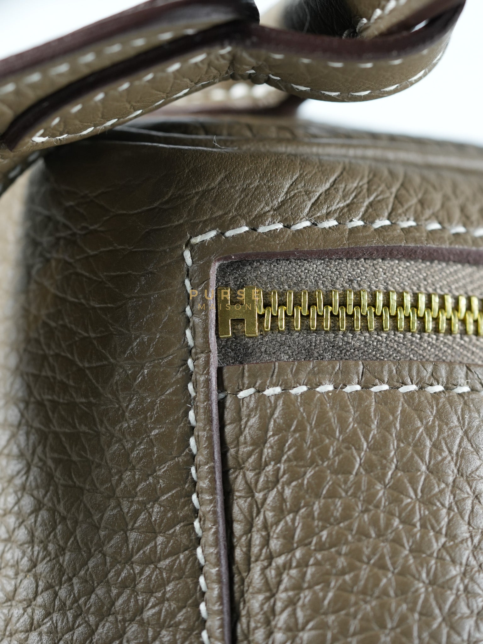 Mini Lindy 19 in Etoupe Clemence Leather & Gold Hardware Stamp U (2022) | Purse Maison Luxury Bags Shop