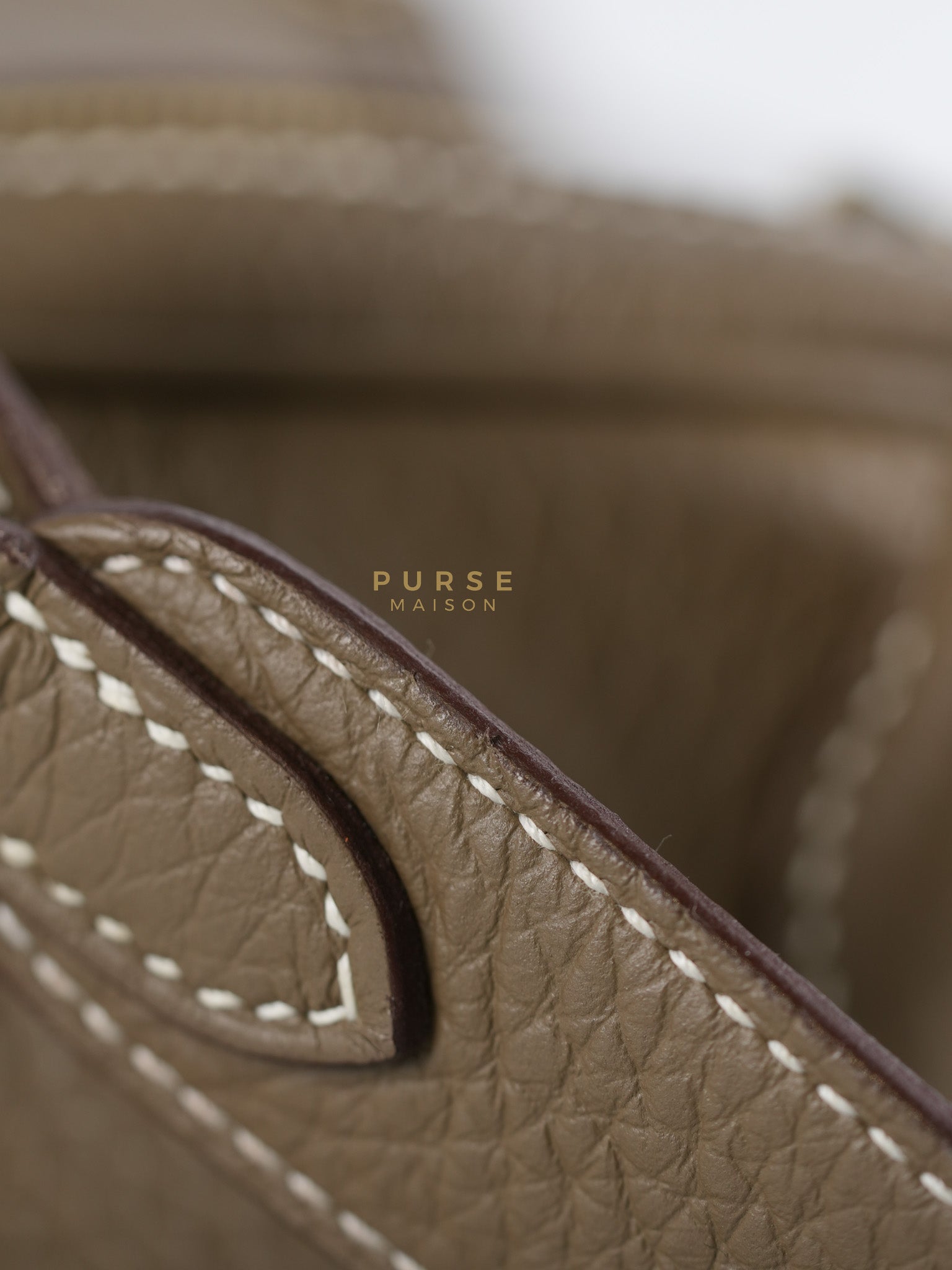 Mini Lindy 19 in Etoupe Clemence Leather & Gold Hardware Stamp U (2022) | Purse Maison Luxury Bags Shop