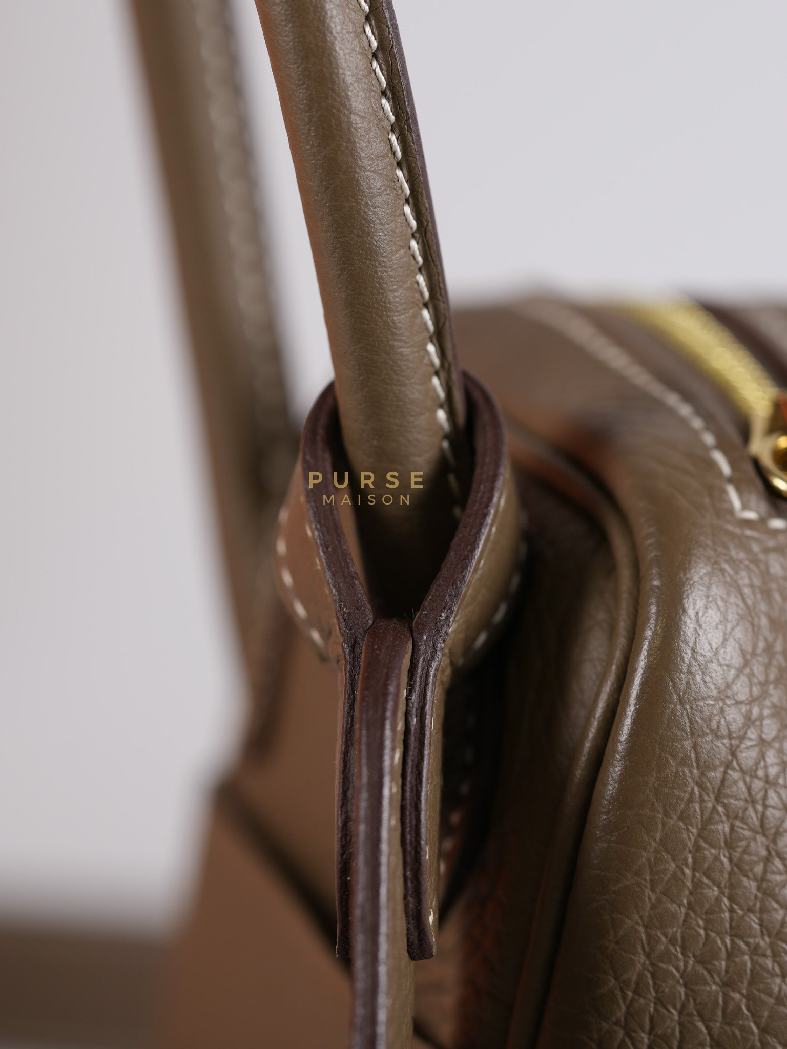 Mini Lindy 19 in Etoupe Clemence Leather & Gold Hardware Stamp U (2022) | Purse Maison Luxury Bags Shop