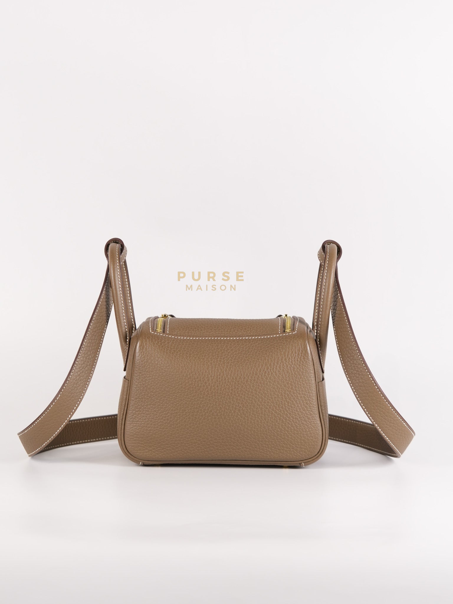 Mini Lindy 19 in Etoupe Clemence Leather & Gold Hardware Stamp U (2022) | Purse Maison Luxury Bags Shop