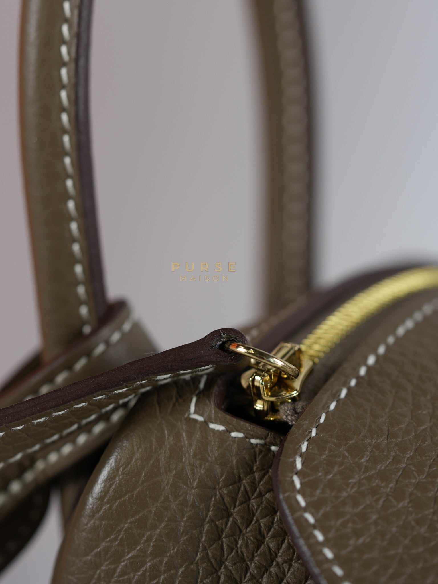 Mini Lindy 19 in Etoupe Clemence Leather & Gold Hardware Stamp U (2022) | Purse Maison Luxury Bags Shop