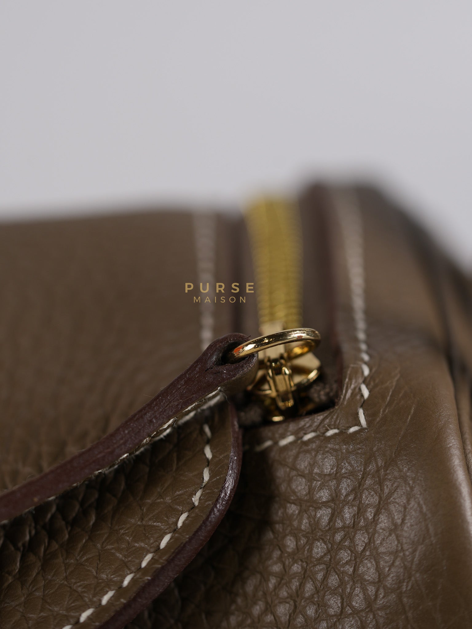 Mini Lindy 19 in Etoupe Clemence Leather & Gold Hardware Stamp U (2022) | Purse Maison Luxury Bags Shop