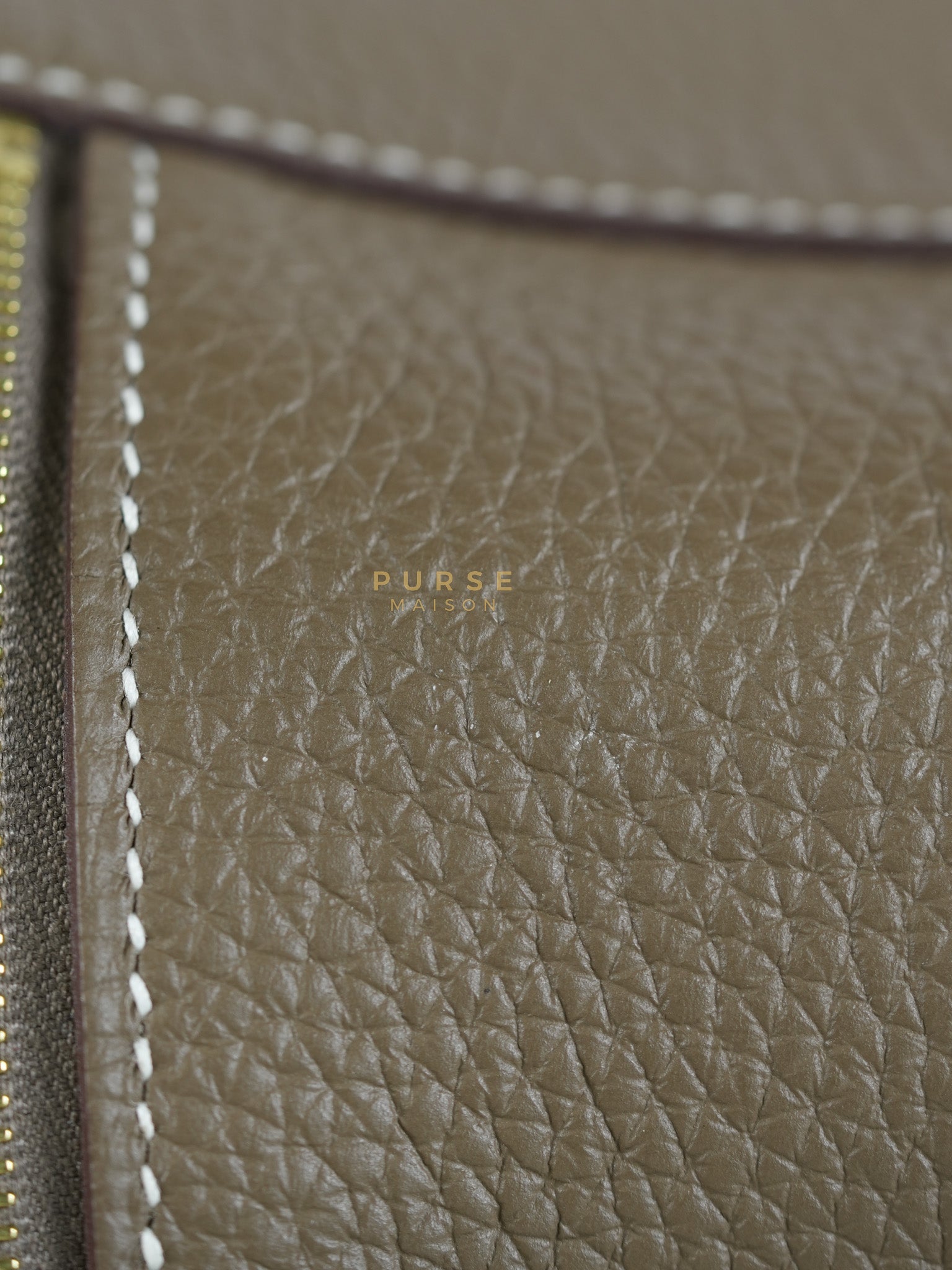 Mini Lindy 19 in Etoupe Clemence Leather & Gold Hardware Stamp U (2022) | Purse Maison Luxury Bags Shop