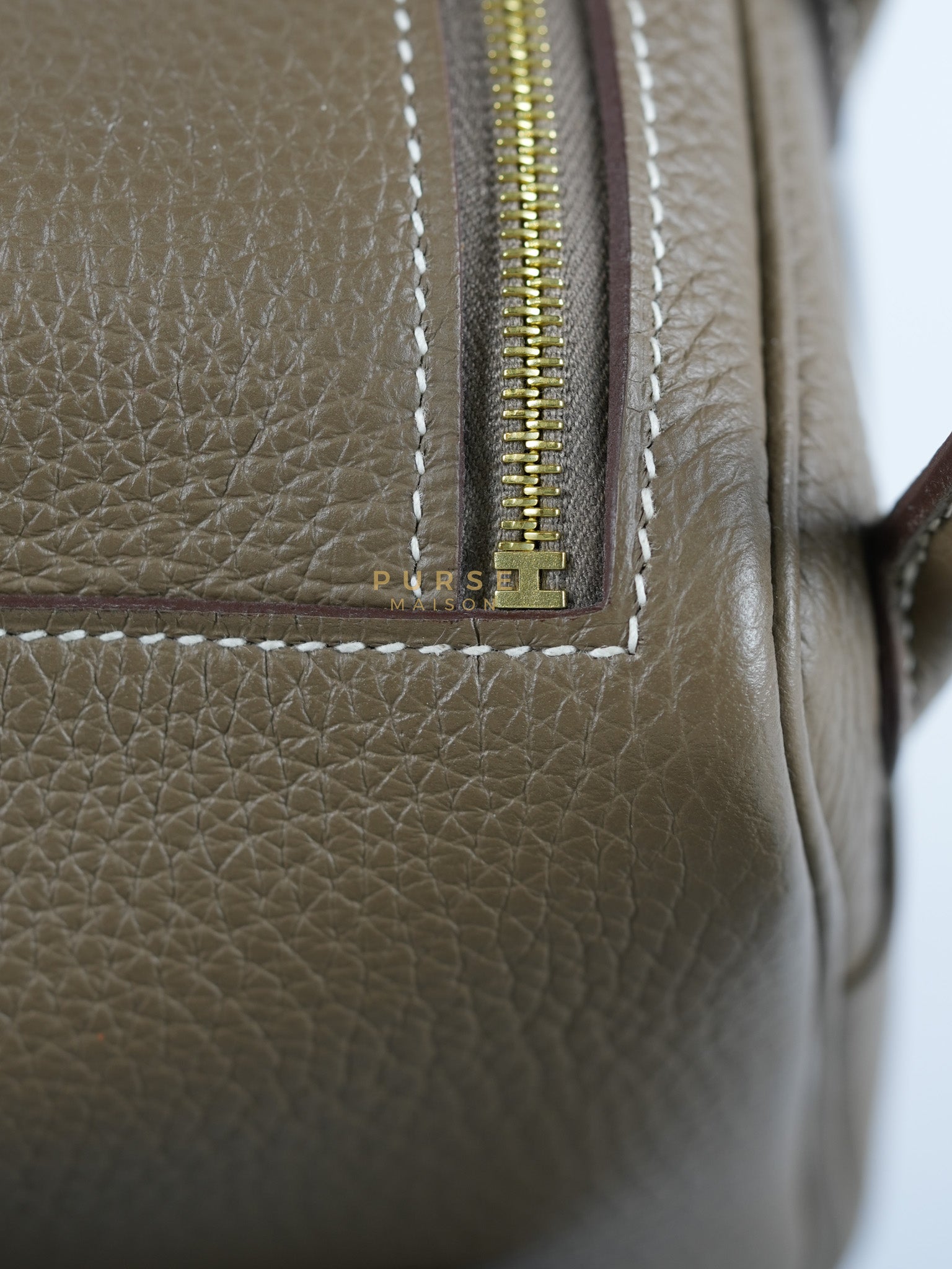 Mini Lindy 19 in Etoupe Clemence Leather & Gold Hardware Stamp U (2022) | Purse Maison Luxury Bags Shop