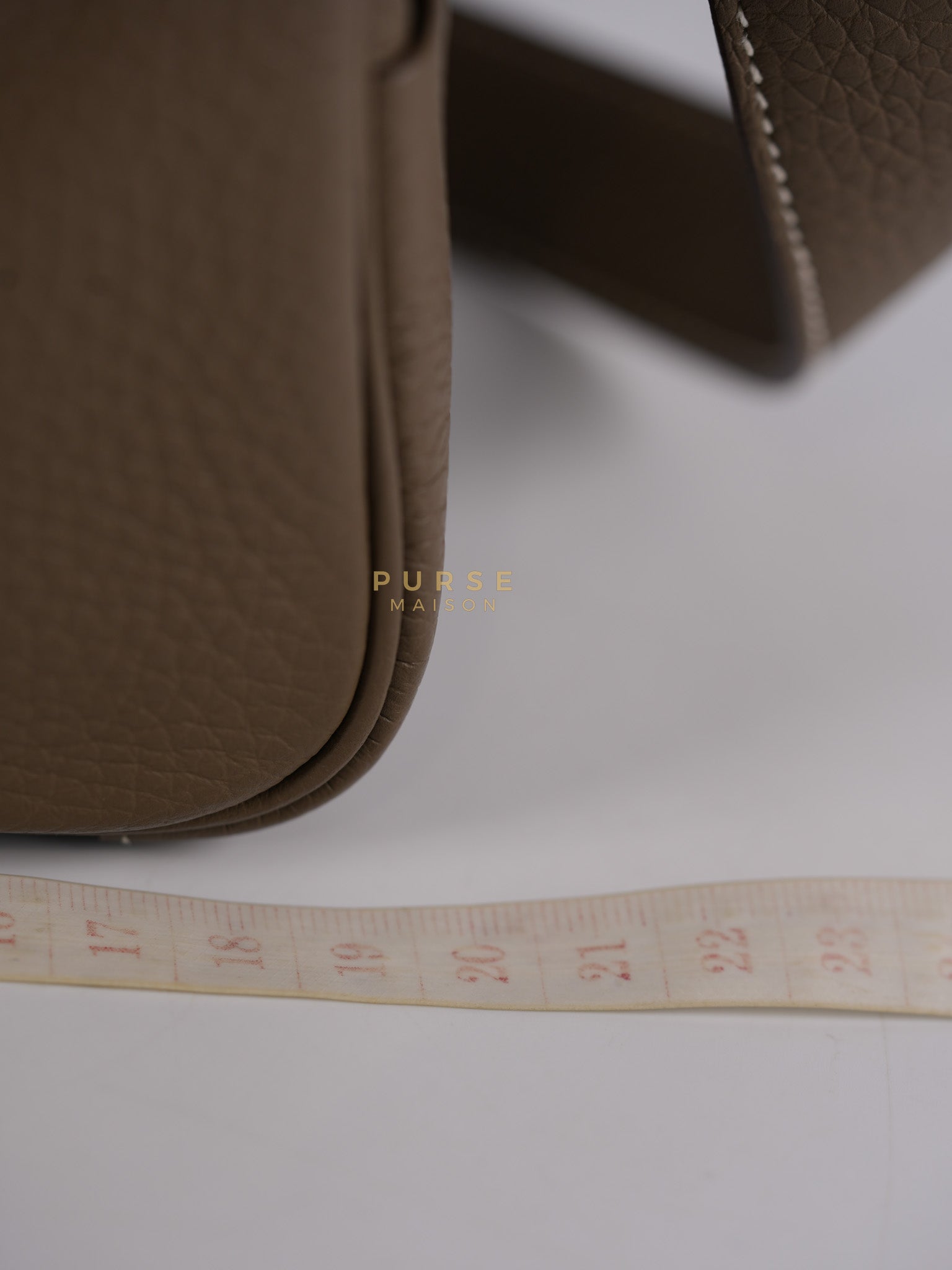 Mini Lindy 19 in Etoupe Clemence Leather & Gold Hardware Stamp U (2022) | Purse Maison Luxury Bags Shop