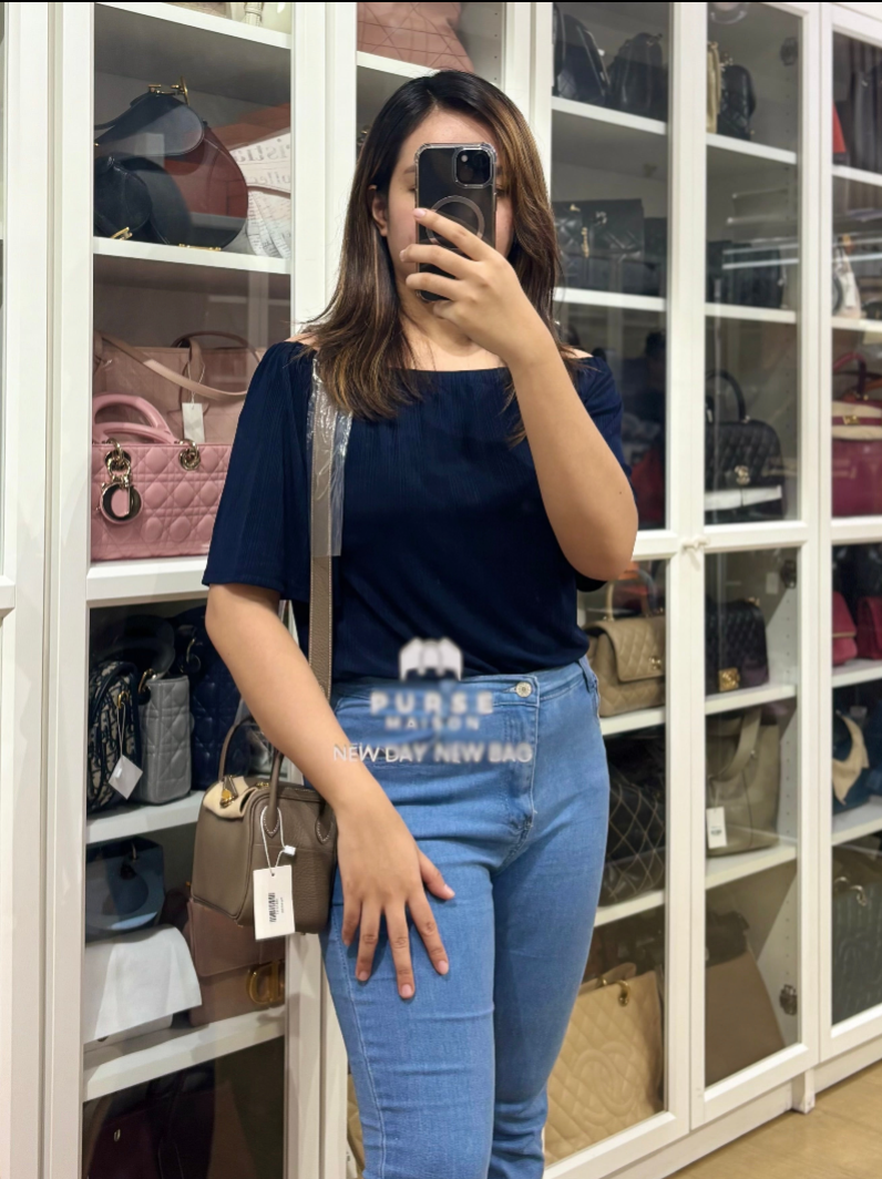 Mini Lindy 19 in Etoupe Clemence Leather & Gold Hardware Stamp U (2022) | Purse Maison Luxury Bags Shop