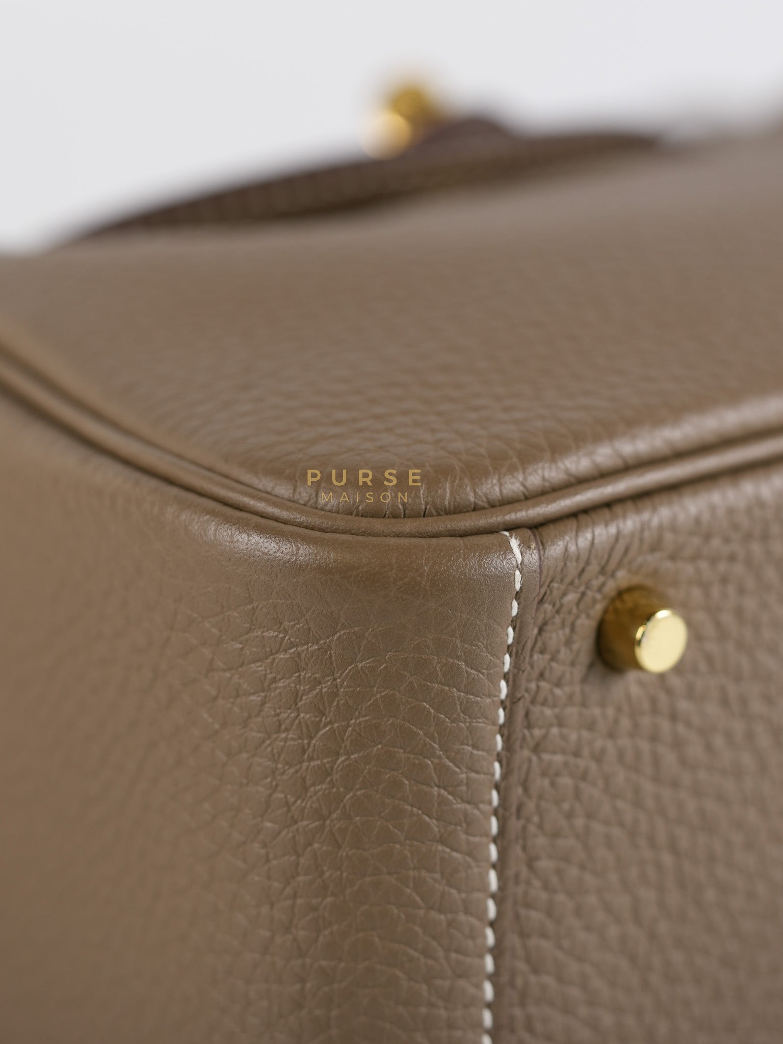 Mini Lindy 19 in Etoupe Clemence Leather & Gold Hardware Stamp U (2022) | Purse Maison Luxury Bags Shop