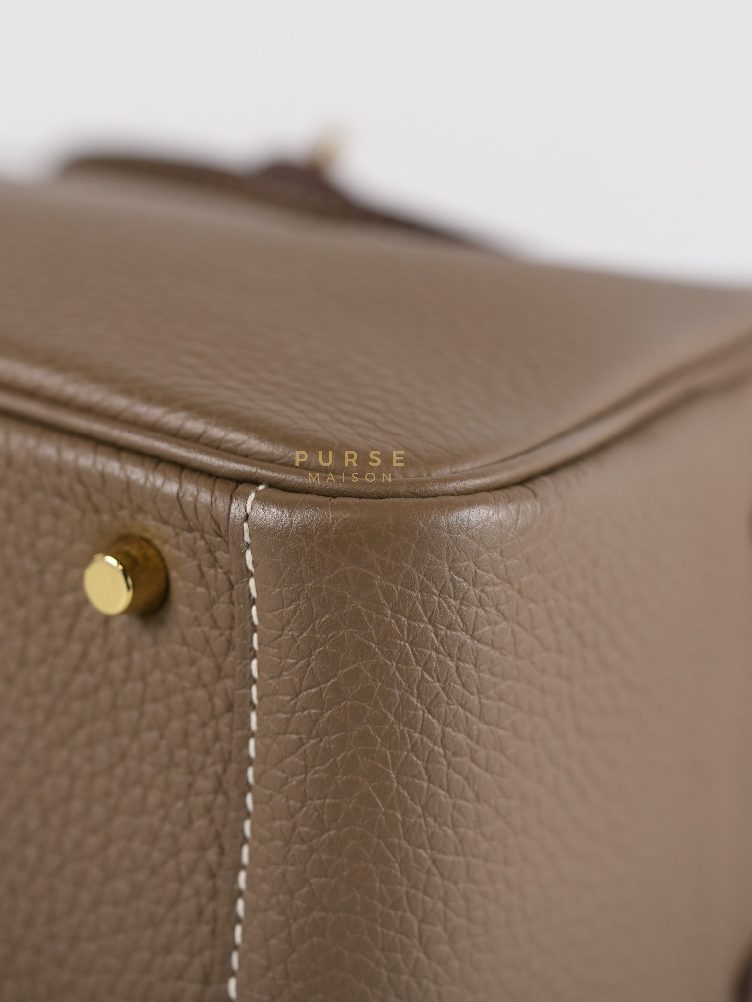 Mini Lindy 19 in Etoupe Clemence Leather & Gold Hardware Stamp U (2022) | Purse Maison Luxury Bags Shop