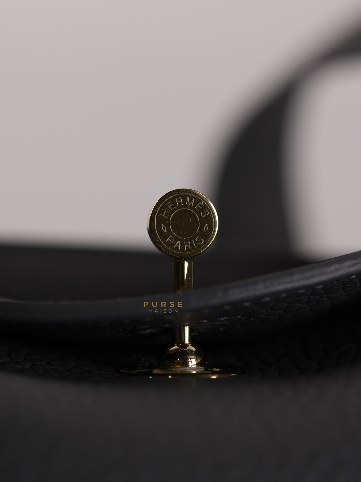 Mini Lindy 2 Gris Meyer Clemence Leather in Gold Hardware Stamp W (2024) | Purse Maison Luxury Bags Shop