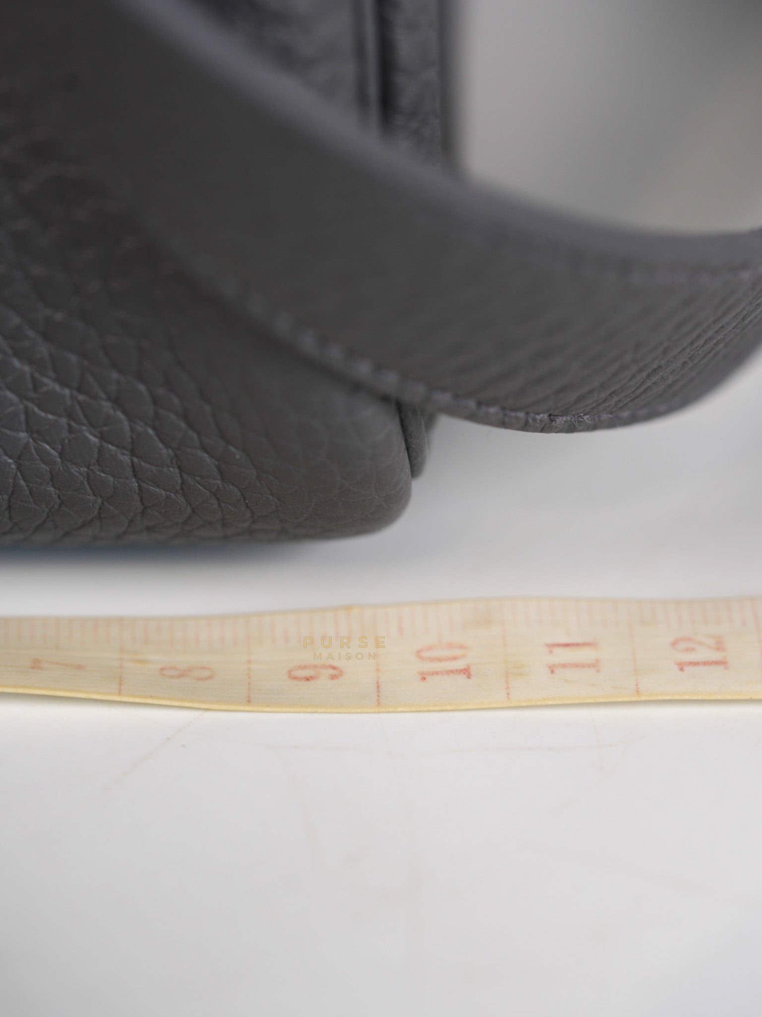 Mini Lindy 2 Gris Meyer Clemence Leather in Gold Hardware Stamp W (2024) | Purse Maison Luxury Bags Shop