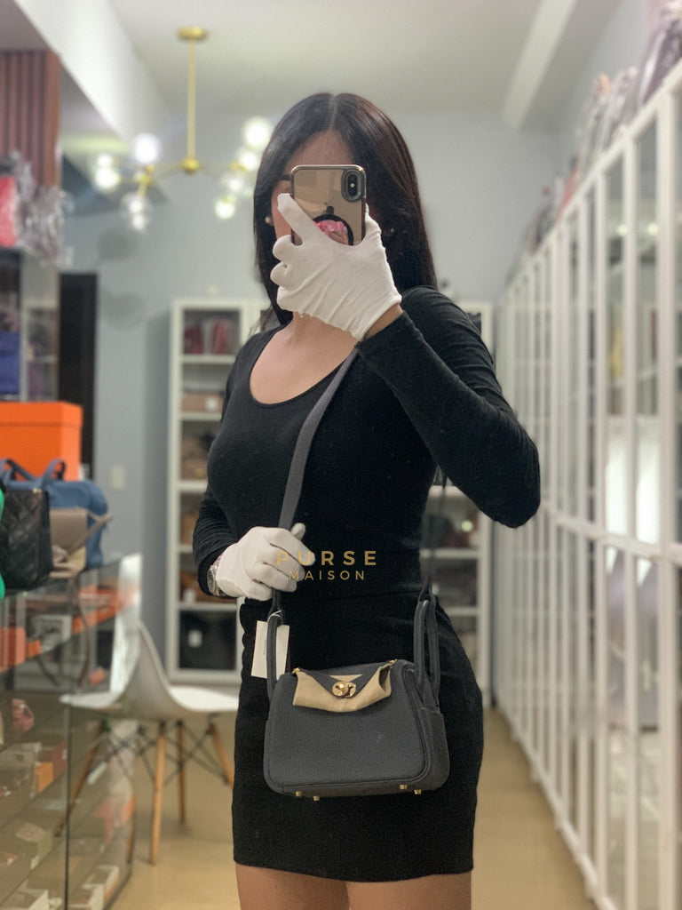 Mini Lindy 2 Gris Meyer Clemence Leather in Gold Hardware Stamp W (2024) | Purse Maison Luxury Bags Shop