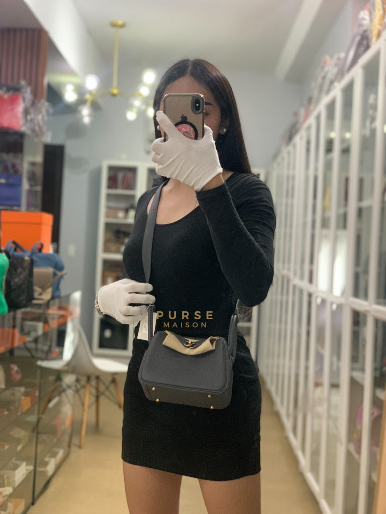 Mini Lindy 2 Gris Meyer Clemence Leather in Gold Hardware Stamp W (2024) | Purse Maison Luxury Bags Shop