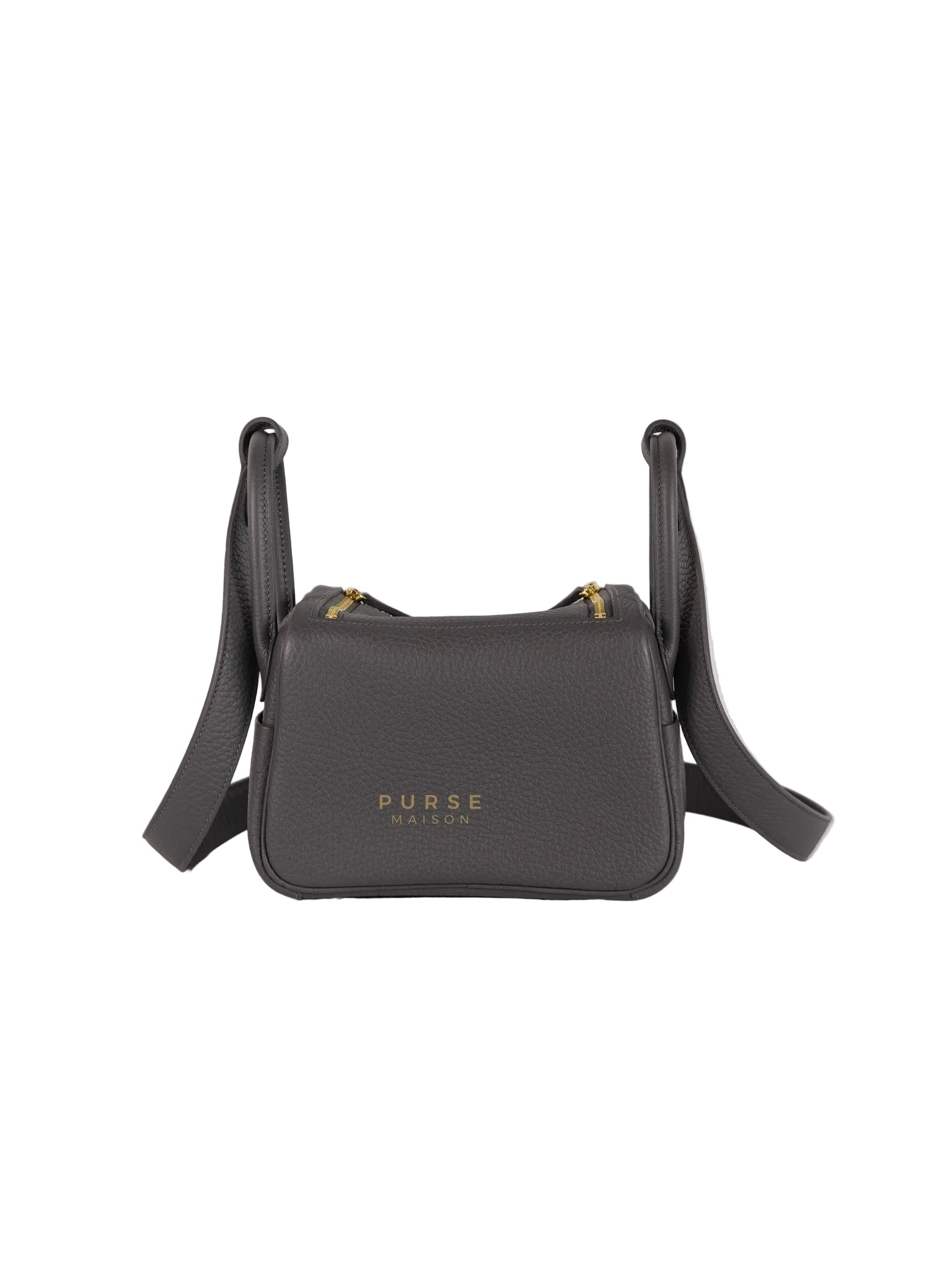 Mini Lindy 2 Gris Meyer Clemence Leather in Gold Hardware Stamp W (2024) | Purse Maison Luxury Bags Shop