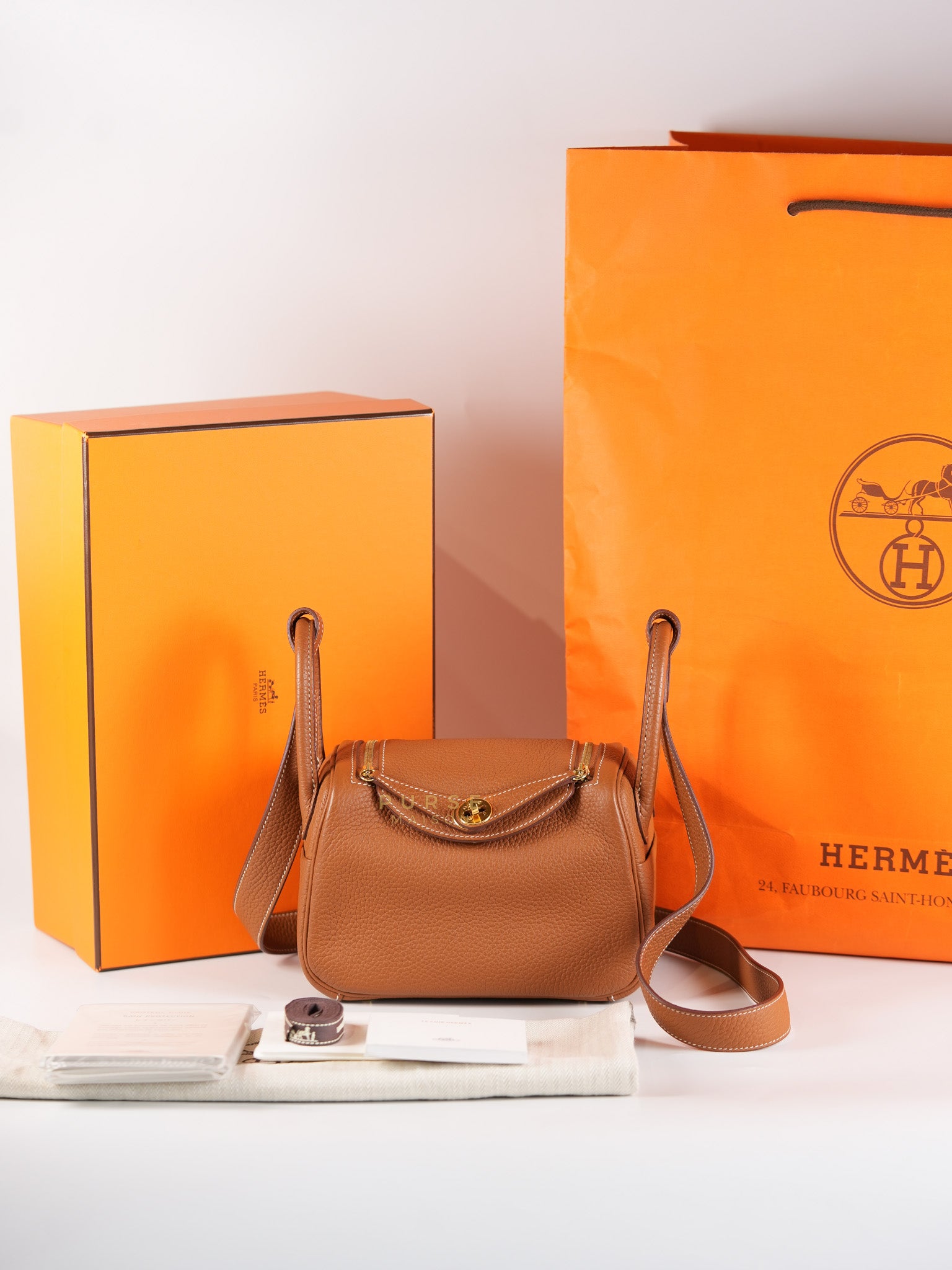 Mini Lindy Bag Gold Clemence Leather in Gold Hardware Stamp Z (2021) | Purse Maison Luxury Bags Shop