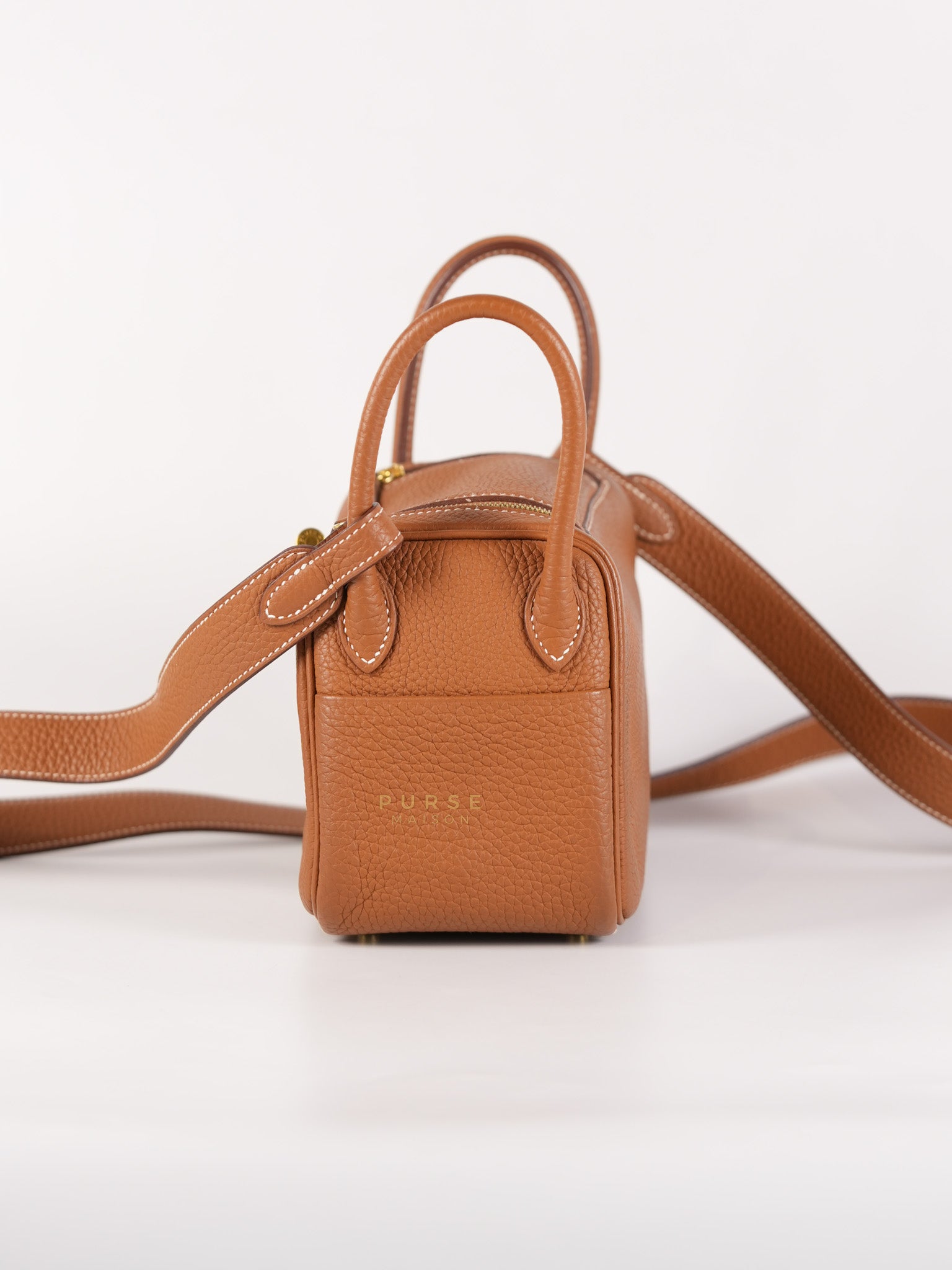 Mini Lindy Bag Gold Clemence Leather in Gold Hardware Stamp Z (2021) | Purse Maison Luxury Bags Shop