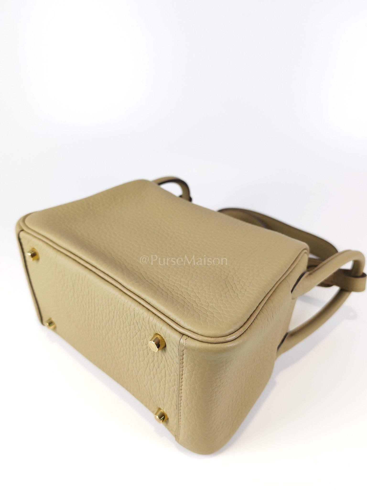 Mini Lindy Beige Marfa in Clemence Leather and Gold Hardware Stamp W (2024) | Purse Maison Luxury Bags Shop