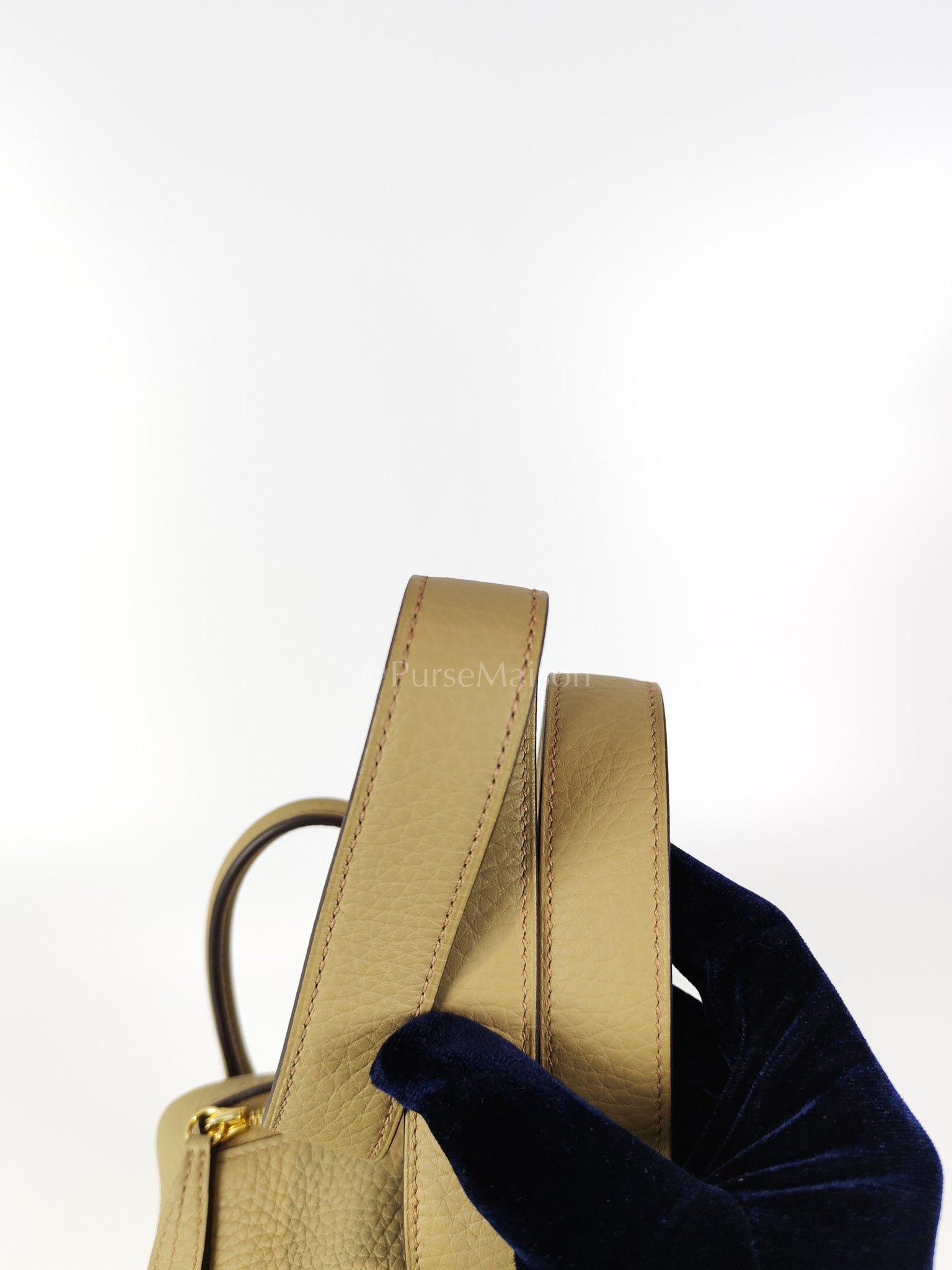 Mini Lindy Beige Marfa in Clemence Leather and Gold Hardware Stamp W (2024) | Purse Maison Luxury Bags Shop