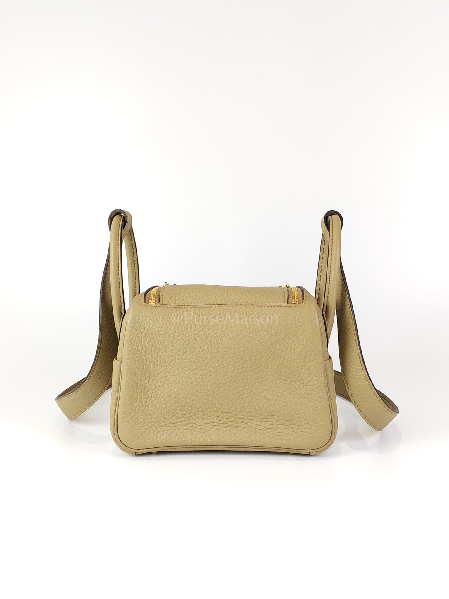Mini Lindy Beige Marfa in Clemence Leather and Gold Hardware Stamp W (2024) | Purse Maison Luxury Bags Shop