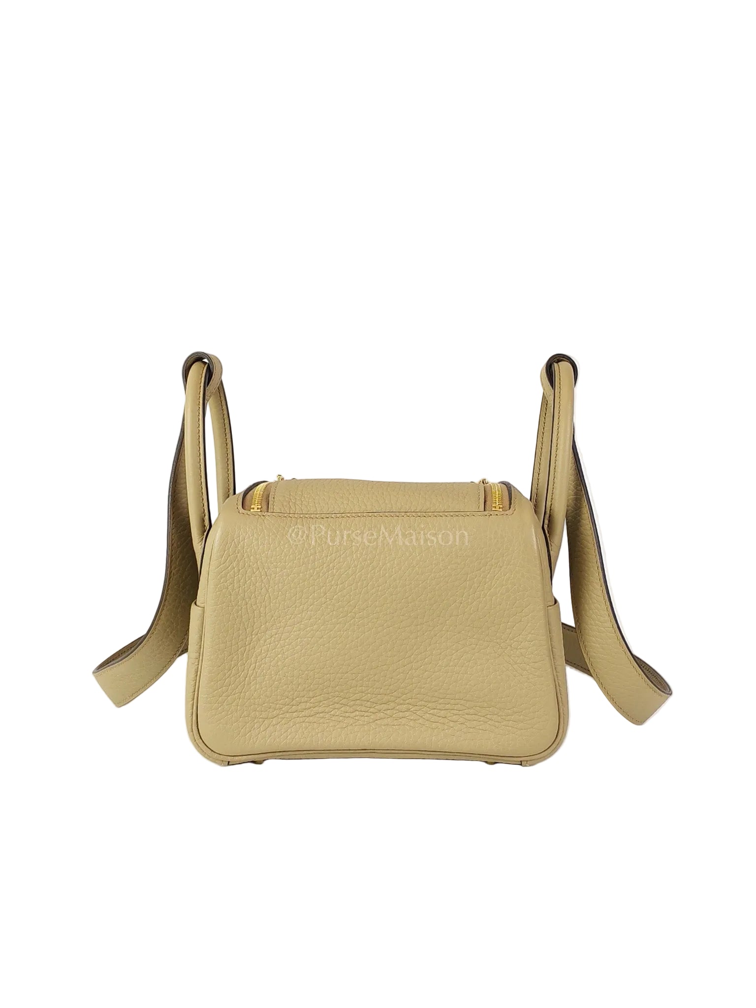 Mini Lindy Beige Marfa in Clemence Leather and Gold Hardware Stamp W (2024) | Purse Maison Luxury Bags Shop