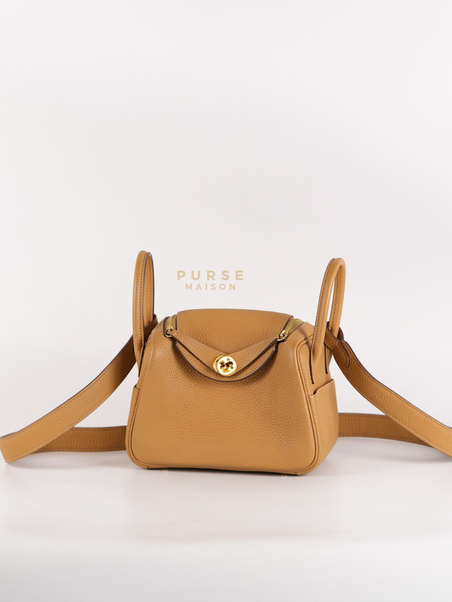 Mini Lindy Biscuit in Clemence Leather and Gold Hardware Stamp U (2022) | Purse Maison Luxury Bags Shop