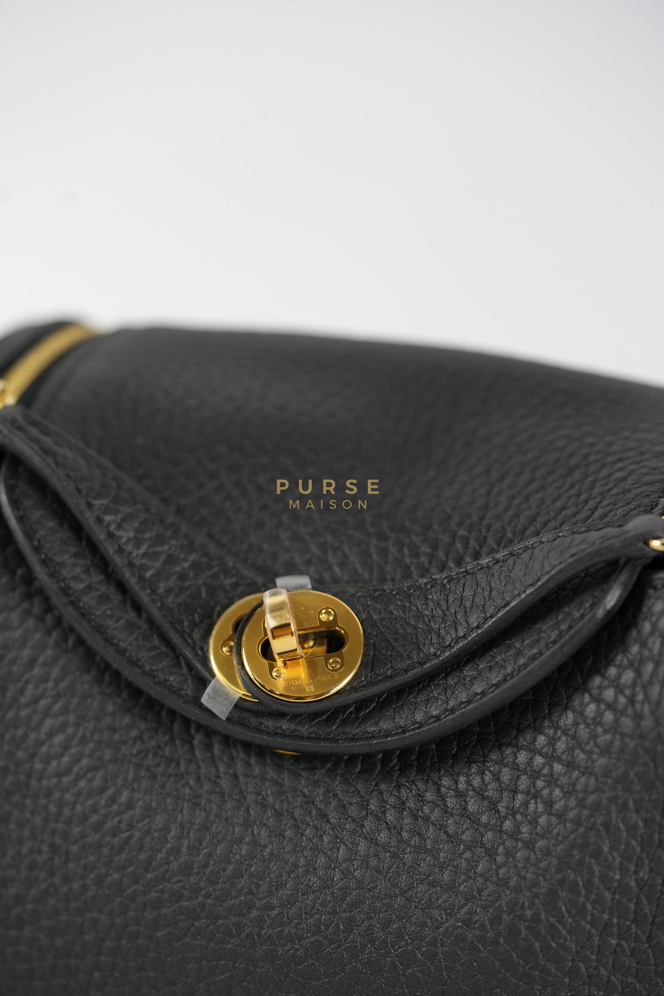 Mini Lindy Black in Togo Leather and Gold Hardware Stamp K (2025) | Purse Maison Luxury Bags Shop