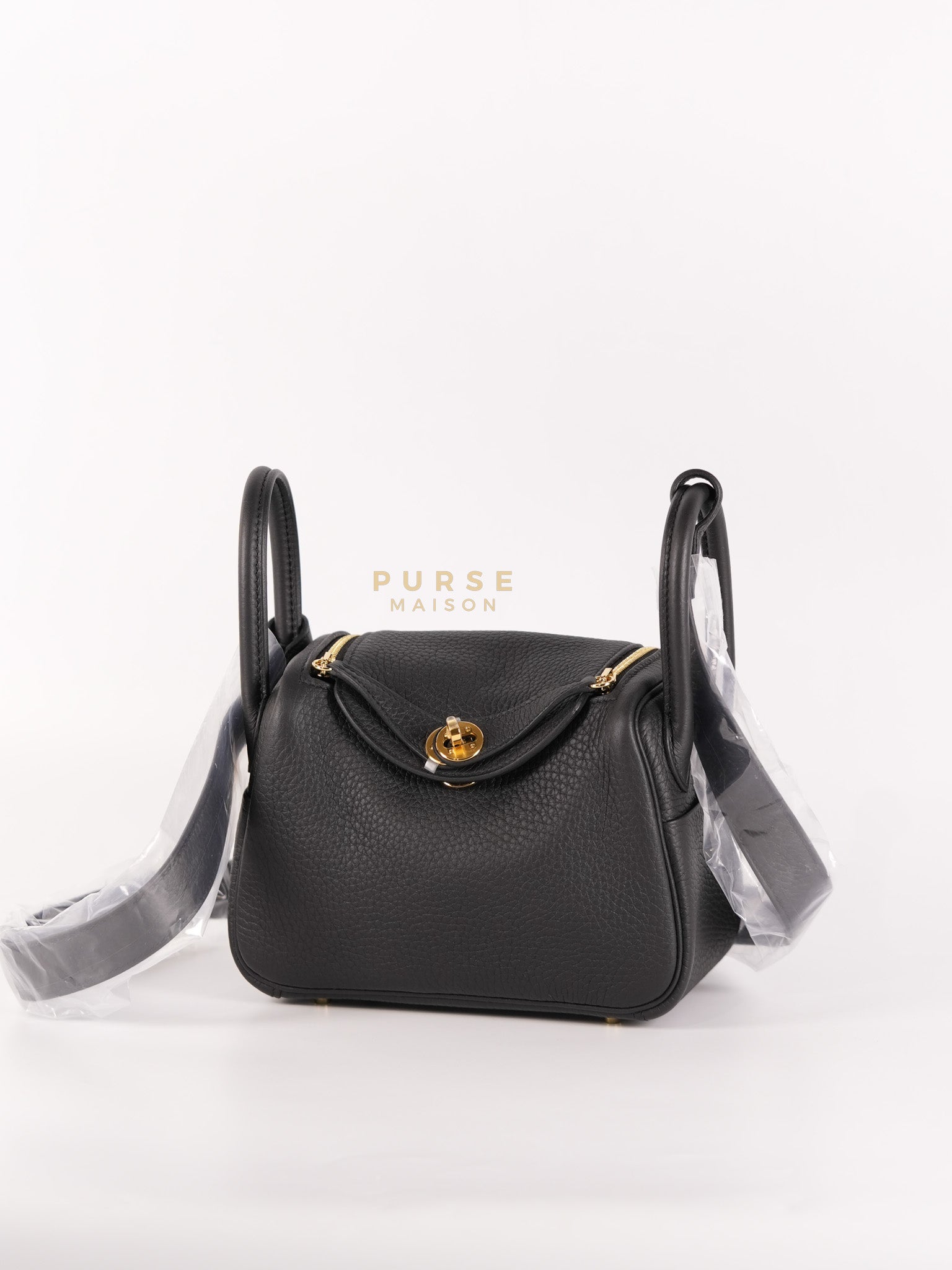 Mini Lindy Black in Togo Leather and Gold Hardware Stamp K (2025) | Purse Maison Luxury Bags Shop