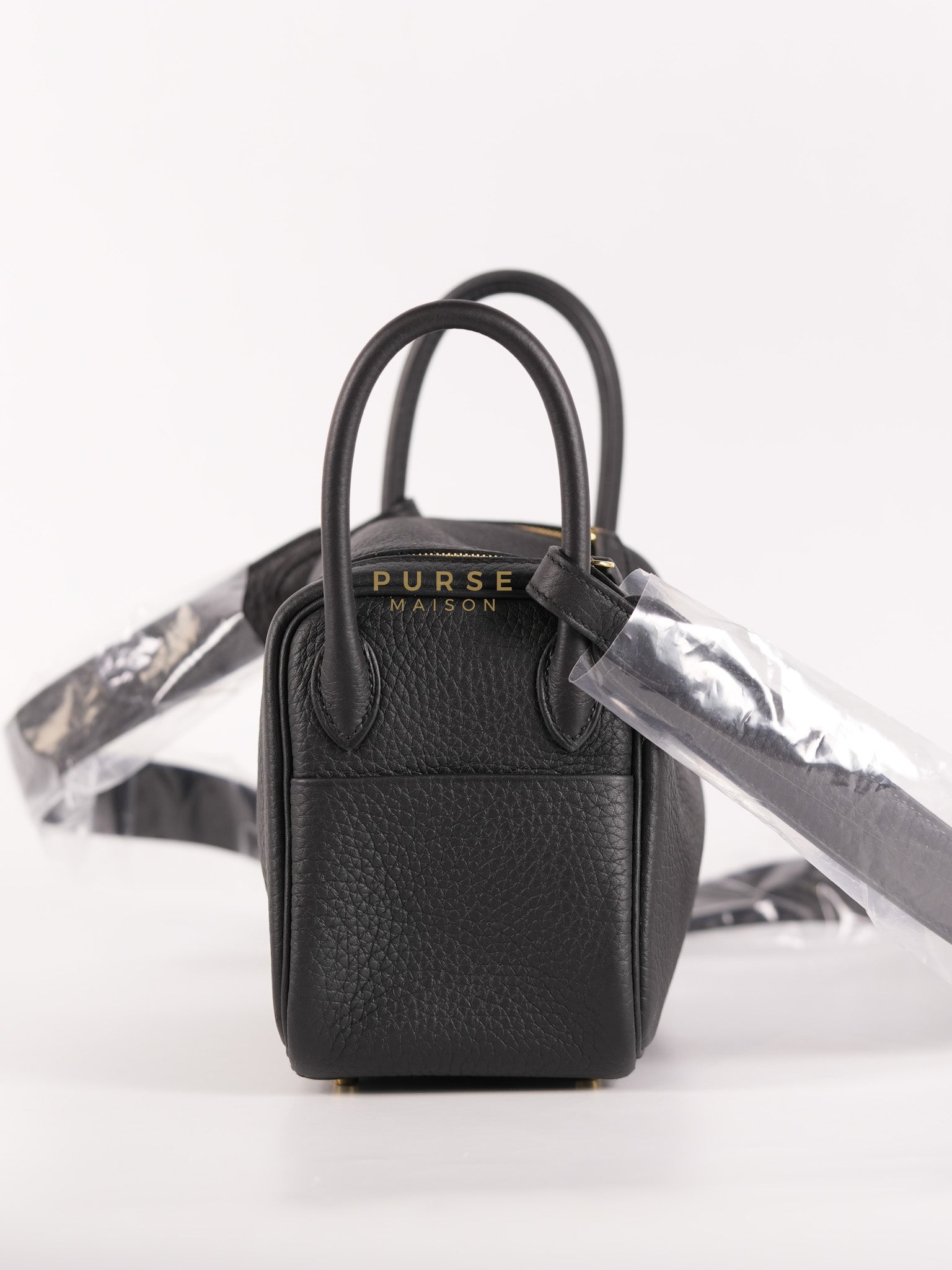 Mini Lindy Black in Togo Leather and Gold Hardware Stamp K (2025) | Purse Maison Luxury Bags Shop