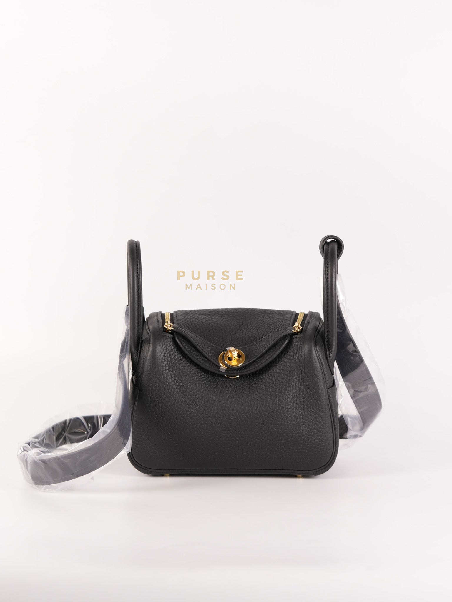 Mini Lindy Black in Togo Leather and Gold Hardware Stamp K (2025) | Purse Maison Luxury Bags Shop