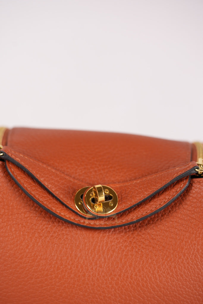 Mini Lindy Cuivre in Clemence Leather and Gold Hardware Stamp Z (2021) | Purse Maison Luxury Bags Shop