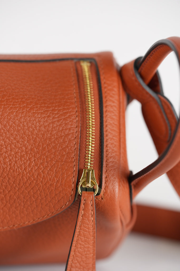 Mini Lindy Cuivre in Clemence Leather and Gold Hardware Stamp Z (2021) | Purse Maison Luxury Bags Shop