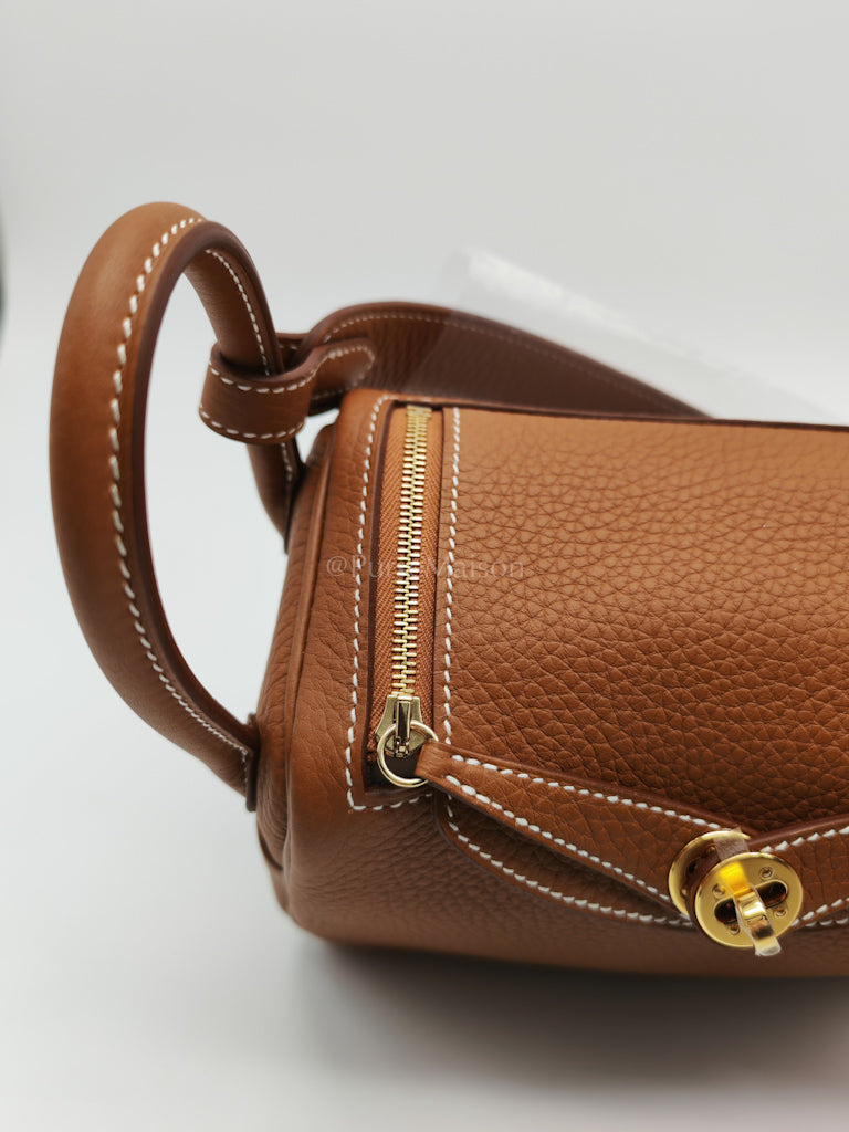 Mini Lindy Gold in Clemence Leather and Gold Hardware Stamp K (2025) | Purse Maison Luxury Bags Shop