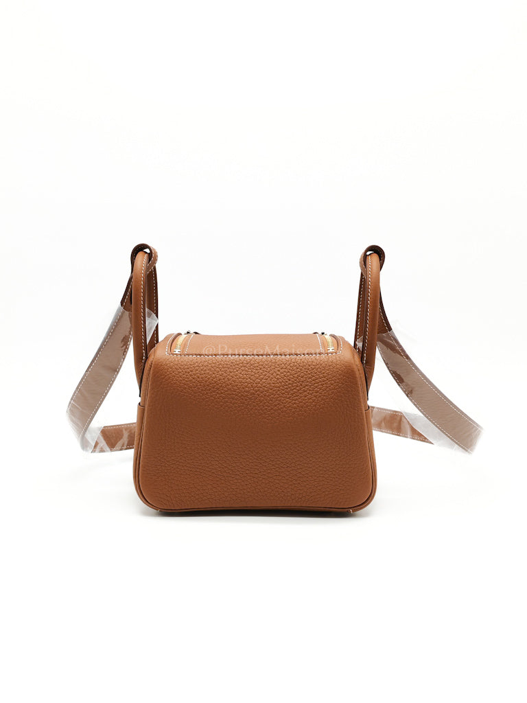 Mini Lindy Gold in Clemence Leather and Gold Hardware Stamp K (2025) | Purse Maison Luxury Bags Shop