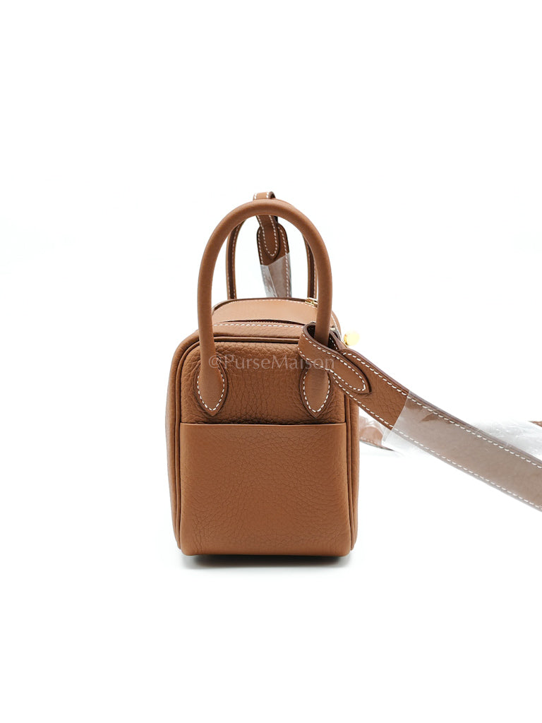 Mini Lindy Gold in Clemence Leather and Gold Hardware Stamp K (2025) | Purse Maison Luxury Bags Shop
