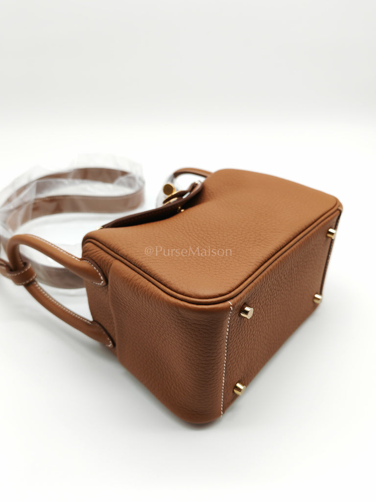 Mini Lindy Gold in Clemence Leather and Gold Hardware Stamp K (2025) | Purse Maison Luxury Bags Shop
