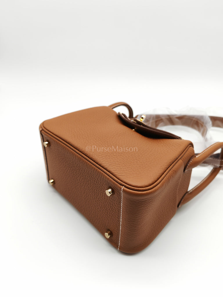 Mini Lindy Gold in Clemence Leather and Gold Hardware Stamp K (2025) | Purse Maison Luxury Bags Shop