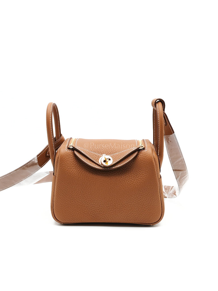Mini Lindy Gold in Clemence Leather and Gold Hardware Stamp K (2025) | Purse Maison Luxury Bags Shop