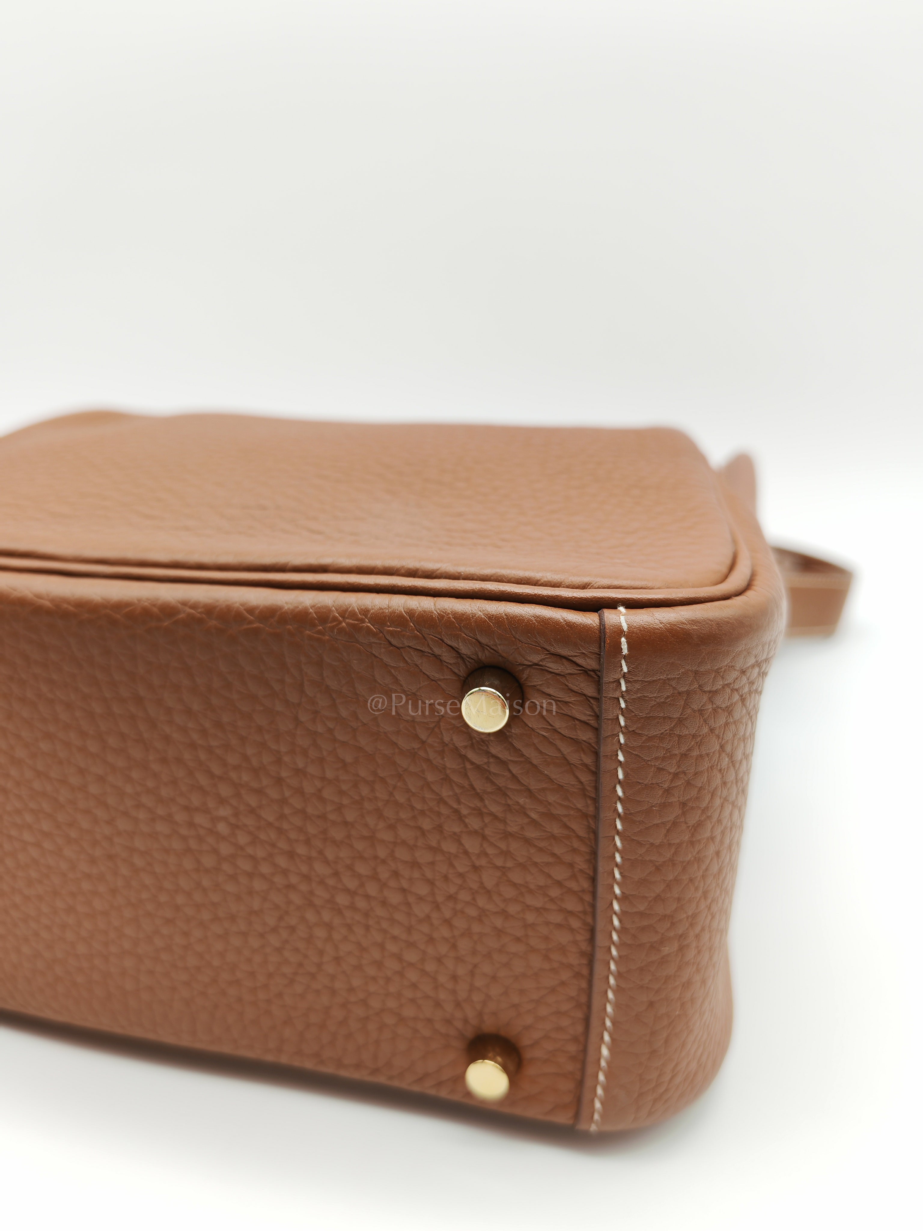 Mini Lindy in Gold Clemence Leather & Gold Hardware Stamp B (2023) | Purse Maison Luxury Bags Shop