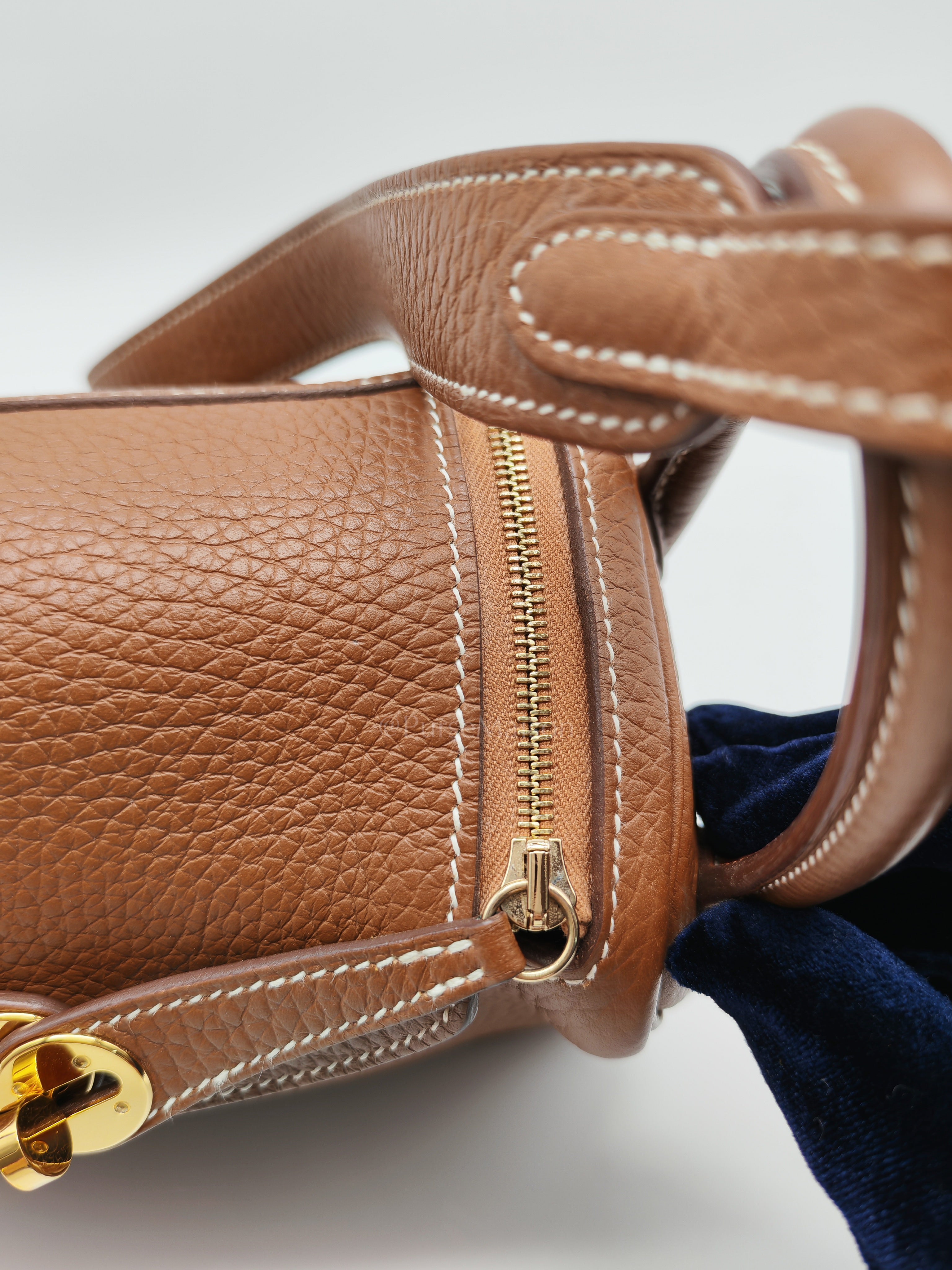 Mini Lindy in Gold Clemence Leather & Gold Hardware Stamp B (2023) | Purse Maison Luxury Bags Shop