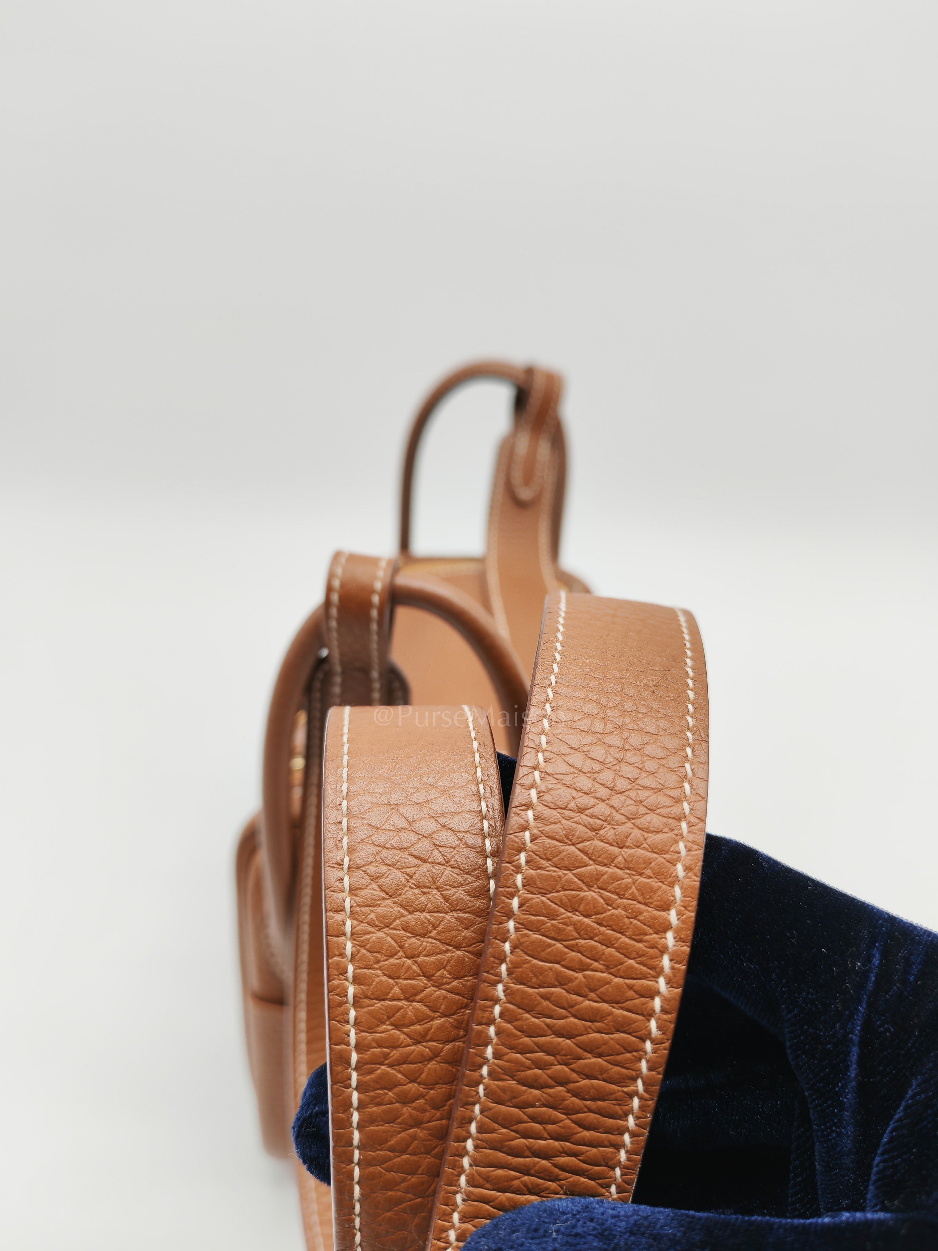 Mini Lindy in Gold Clemence Leather & Gold Hardware Stamp B (2023) | Purse Maison Luxury Bags Shop