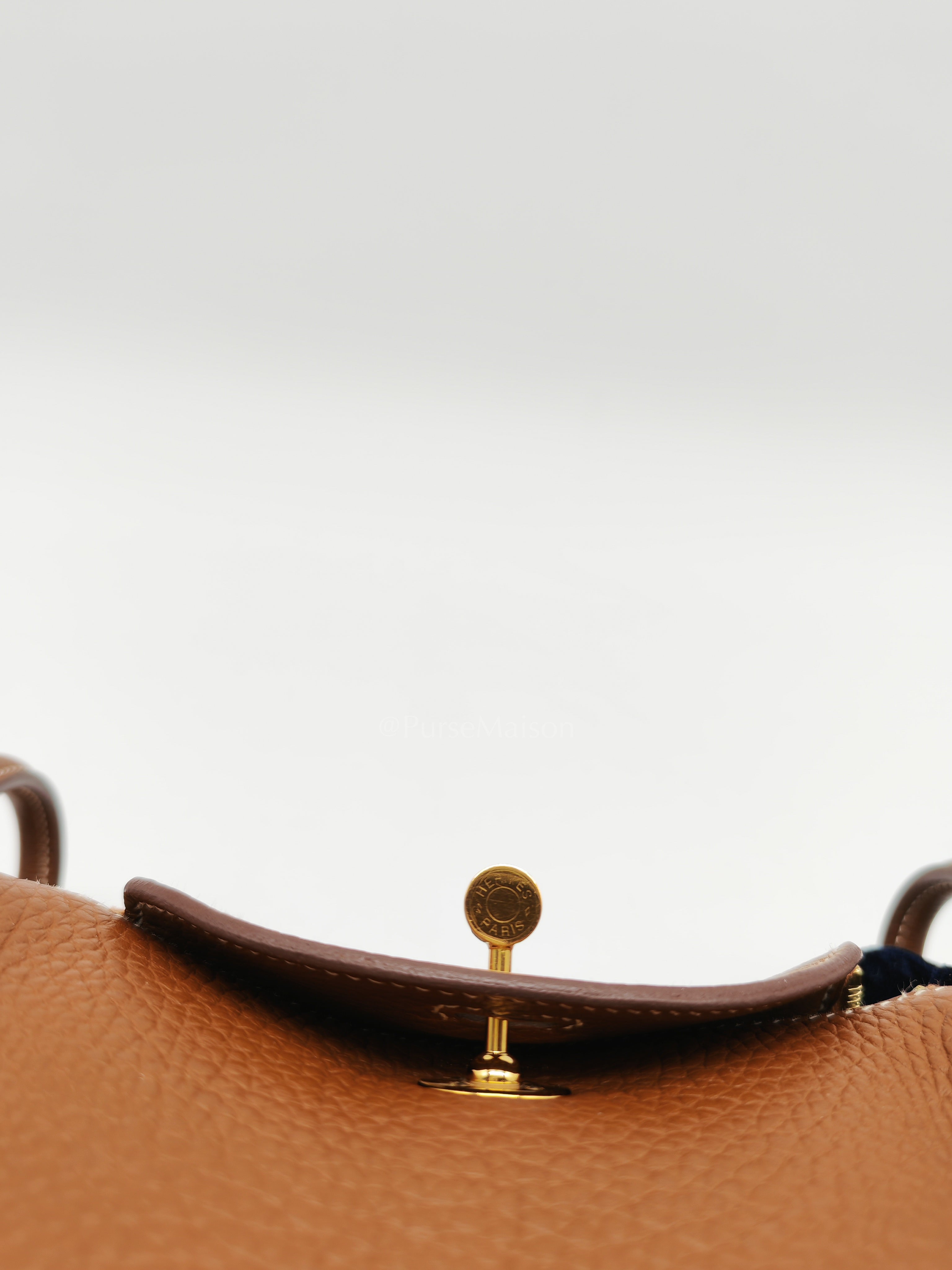 Mini Lindy in Gold Clemence Leather & Gold Hardware Stamp B (2023) | Purse Maison Luxury Bags Shop